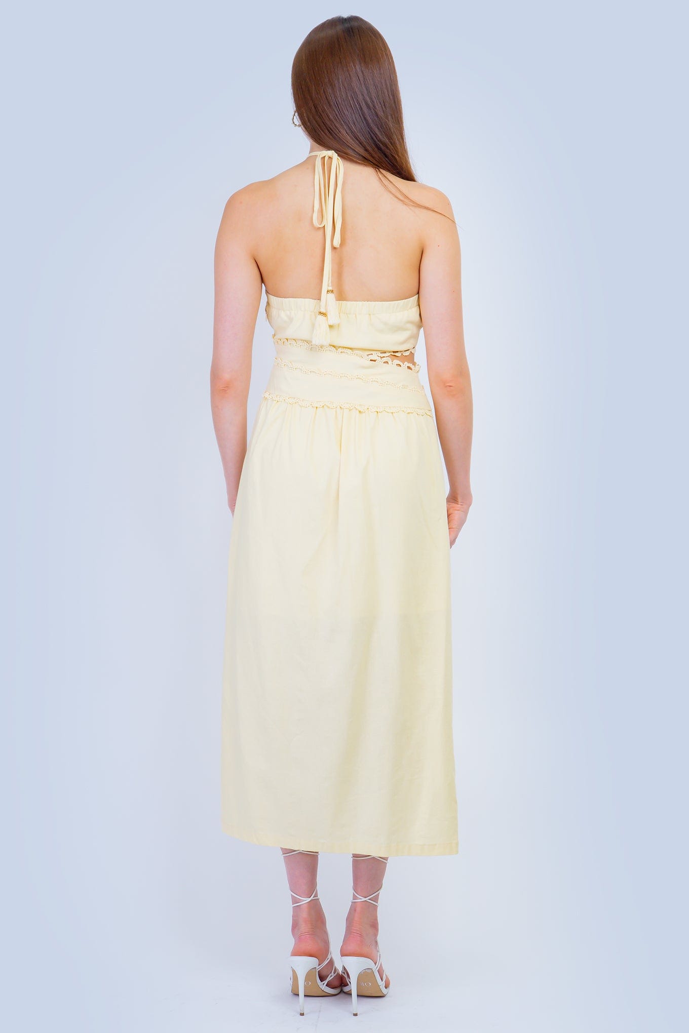DCD DRESSES Butter Scallop Trim Halter Dress