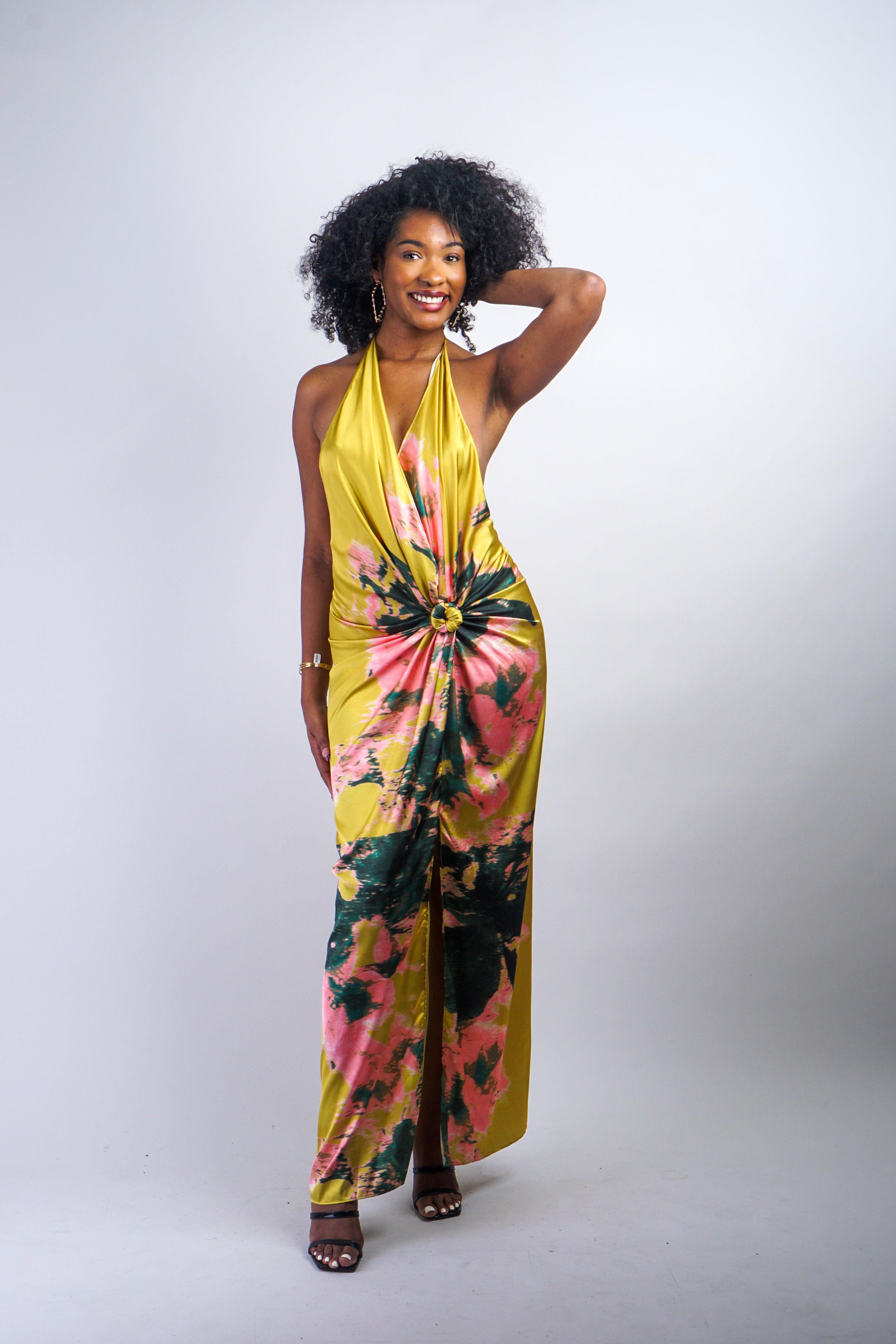 Private Label DRESSES Chartreuse Sunset Knot Halter Gown