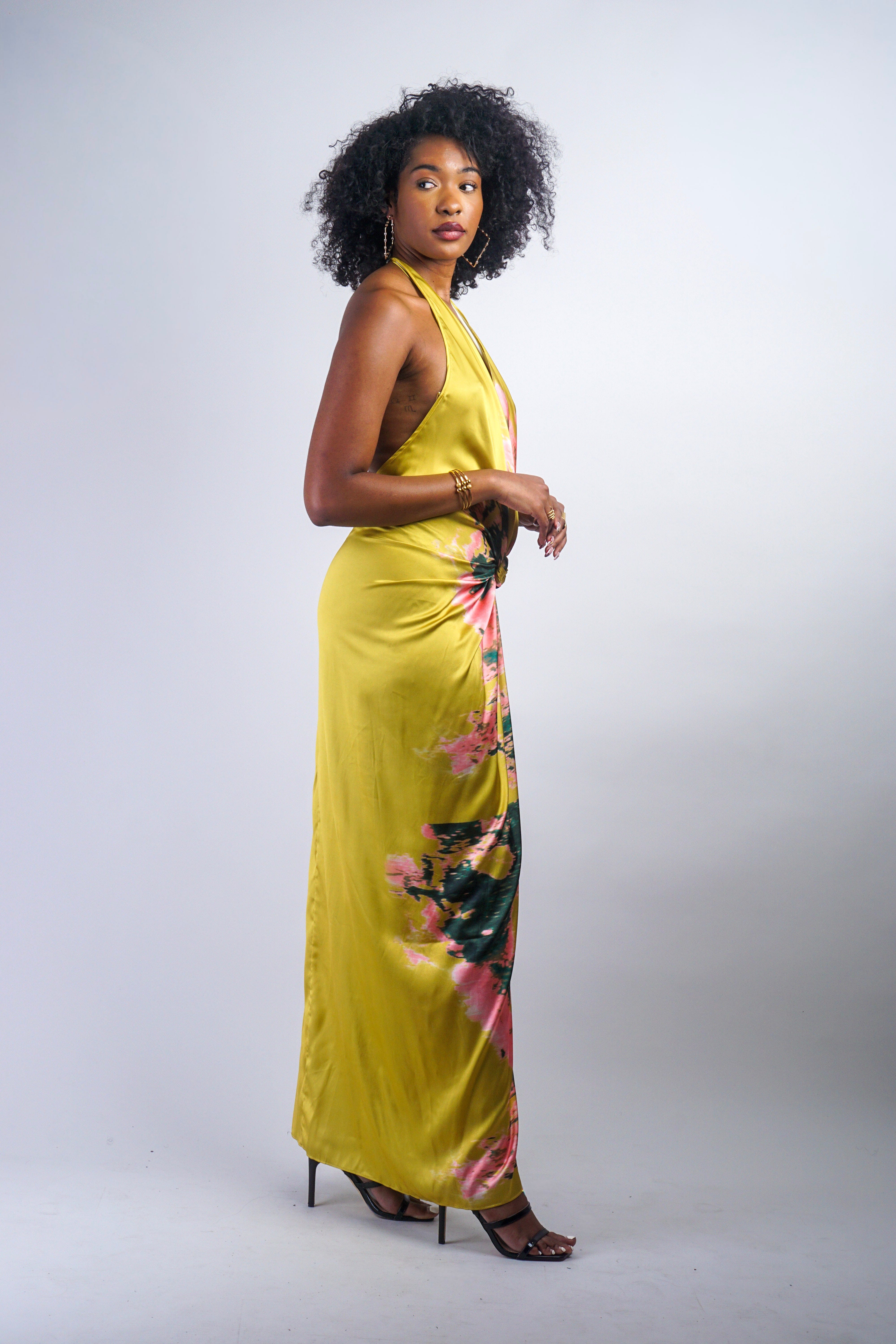 Private Label DRESSES Chartreuse Sunset Knot Halter Gown