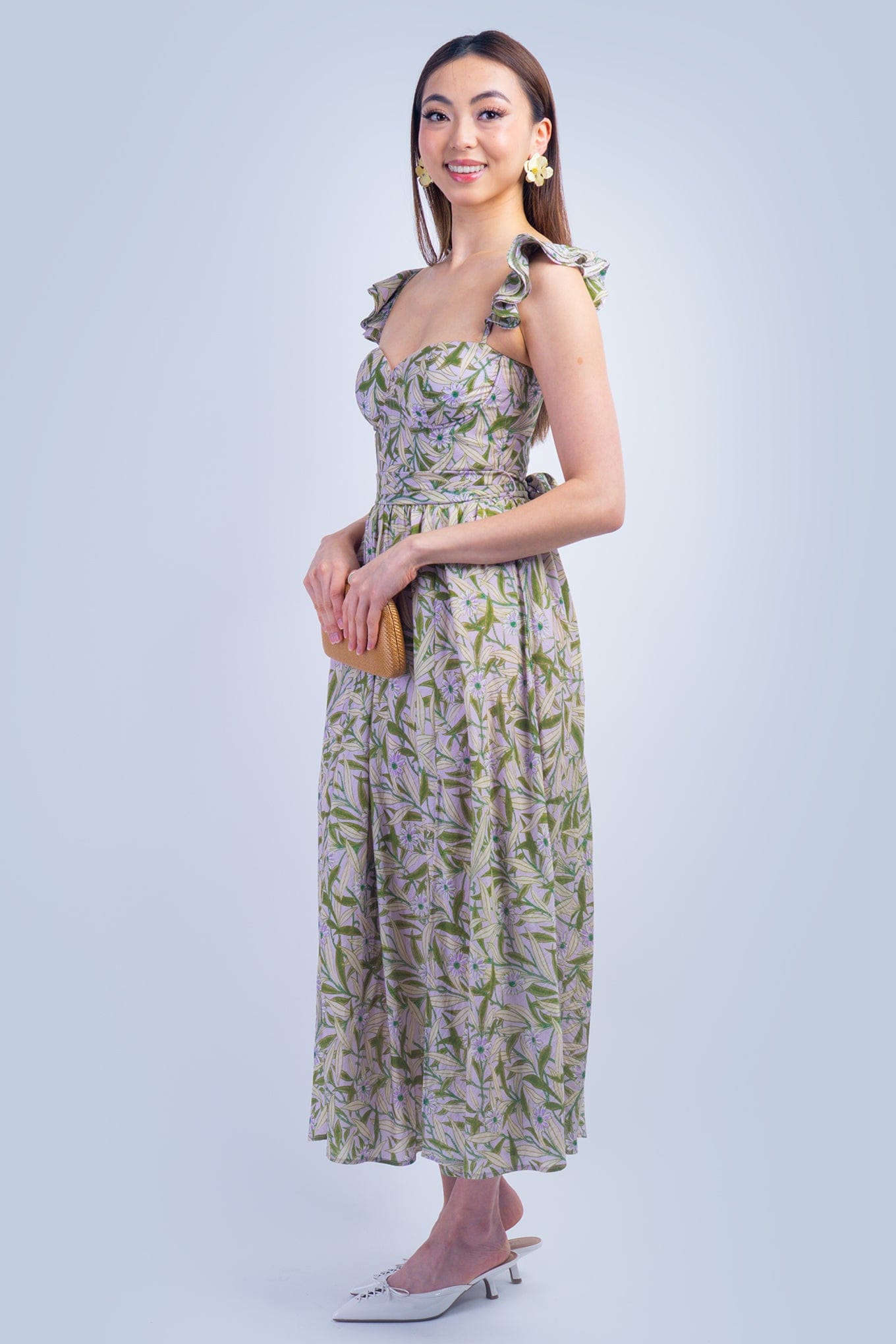DCD DRESSES Corset Sweetheart Lavender Green Midi Dress