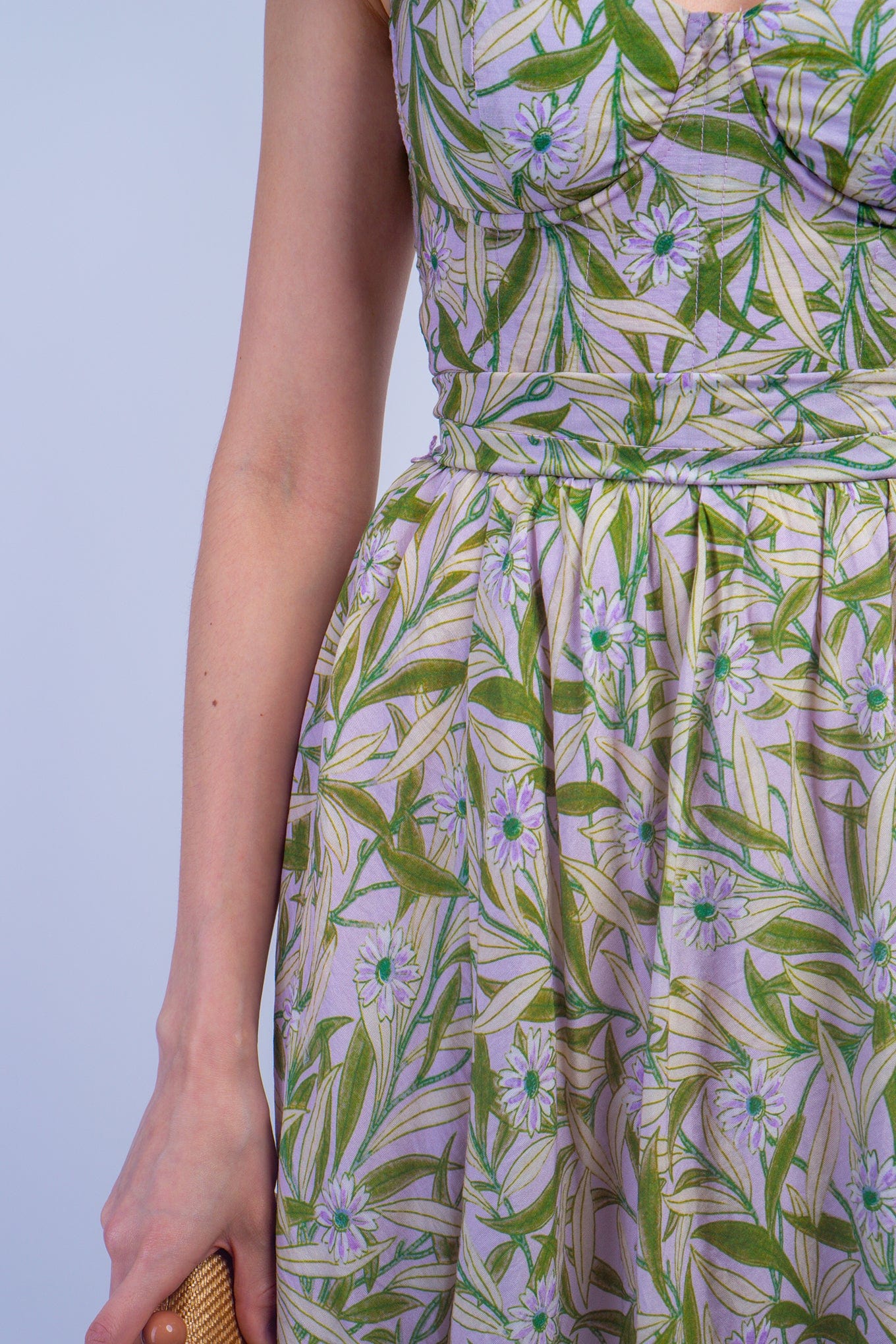 DCD DRESSES Corset Sweetheart Lavender Green Midi Dress