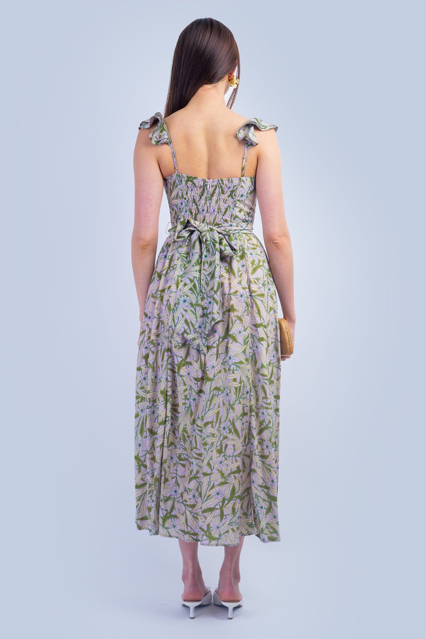 DCD DRESSES Corset Sweetheart Lavender Green Midi Dress