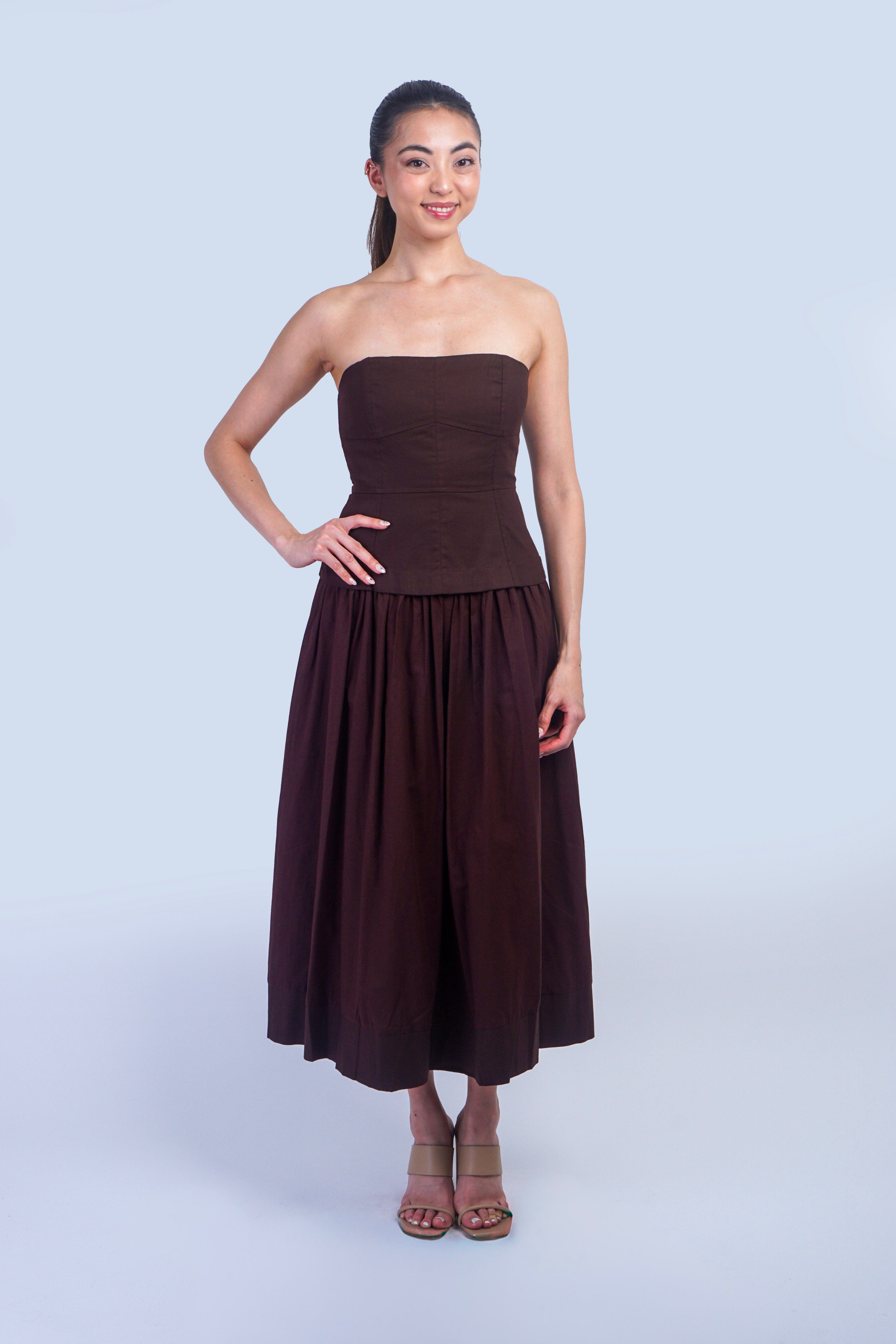 Private Label DRESSES Espresso Corset Lined Strapless Dress