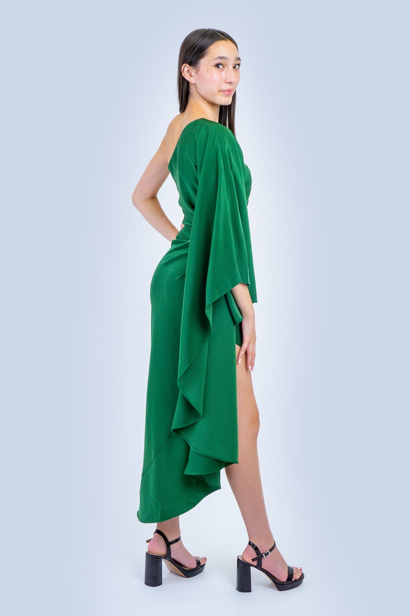 Chloe Dao DRESSES Green One Shoulder Carolina Dress