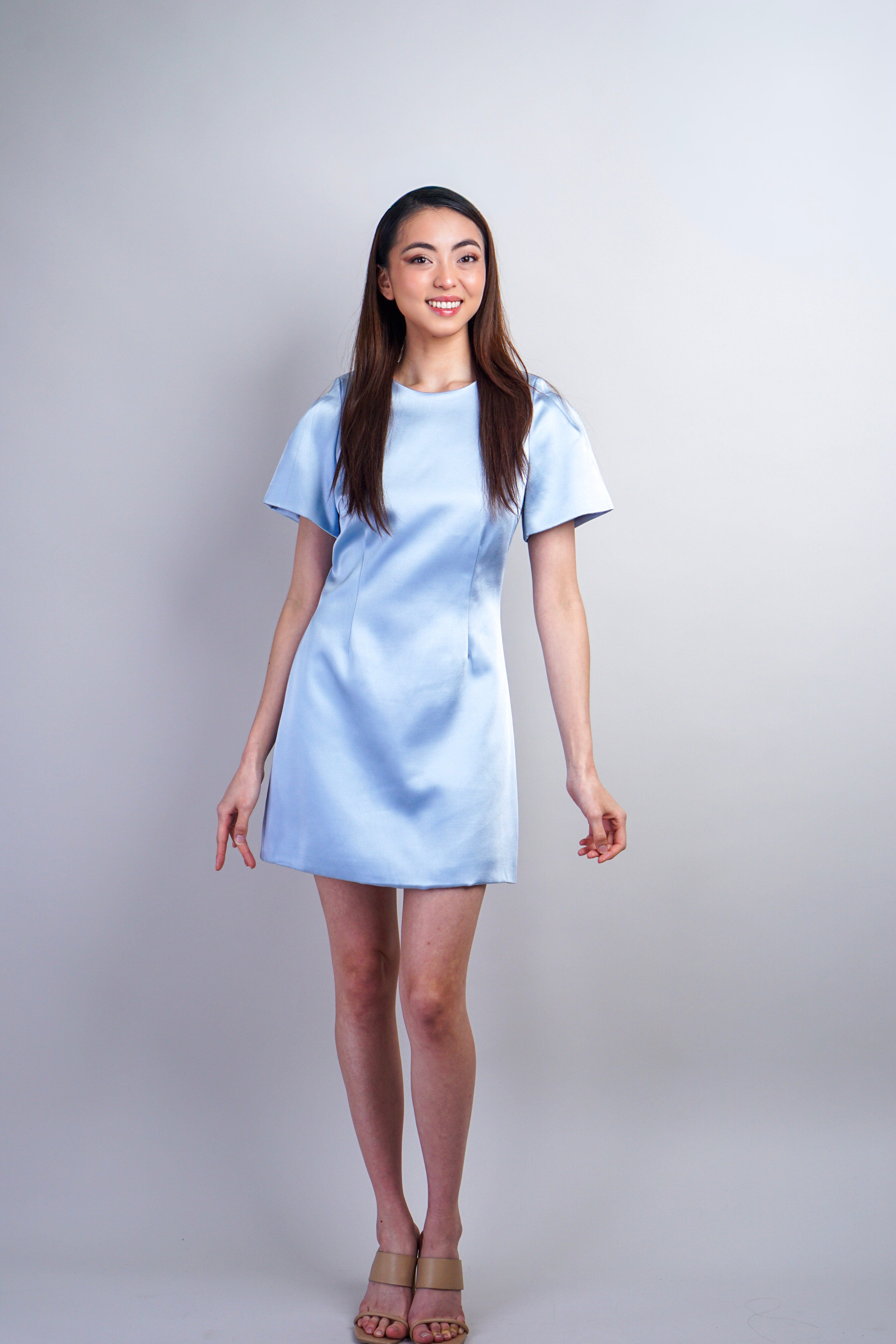 Private Label DRESSES Icy Blue Satin Mini Dress