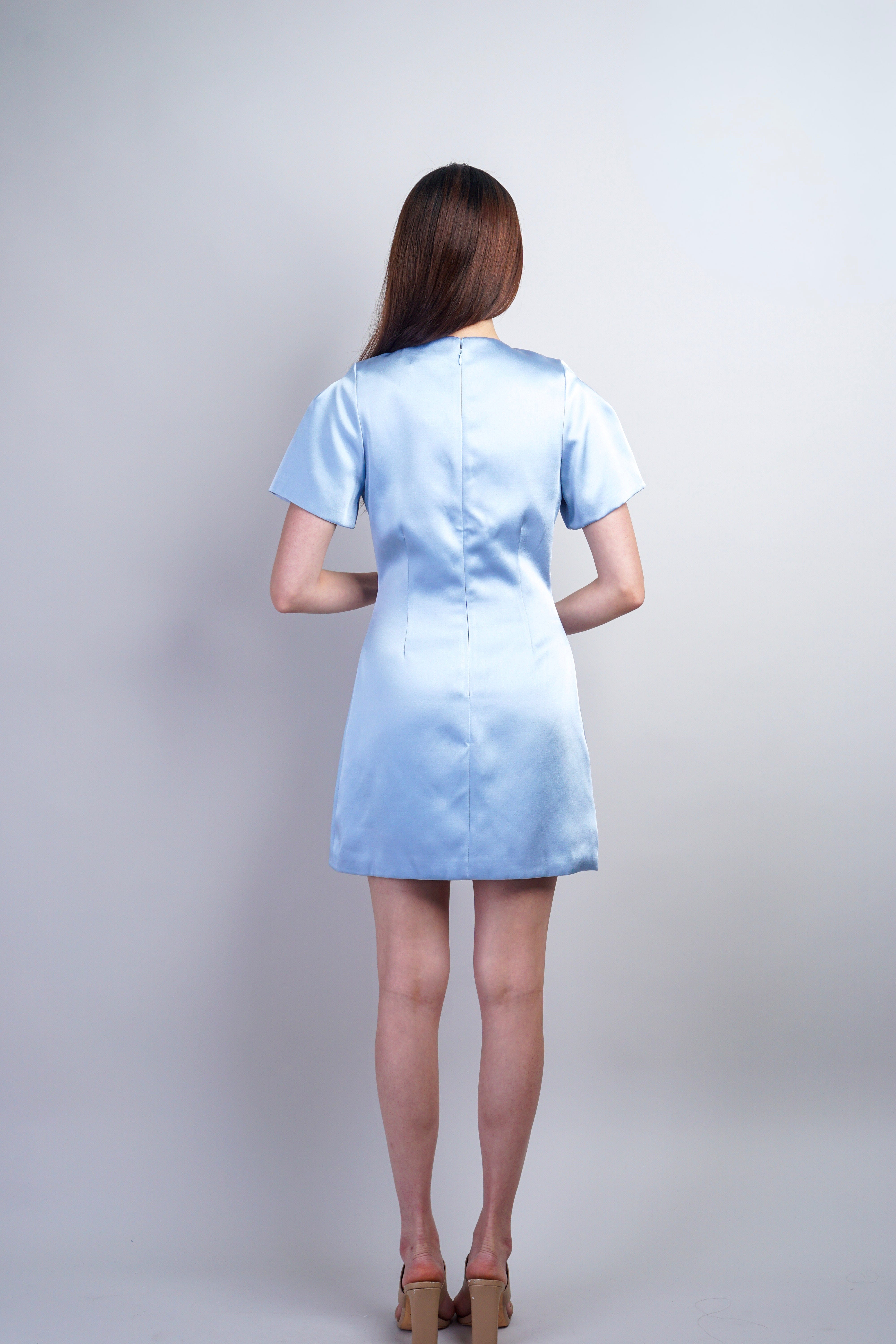 Private Label DRESSES Icy Blue Satin Mini Dress