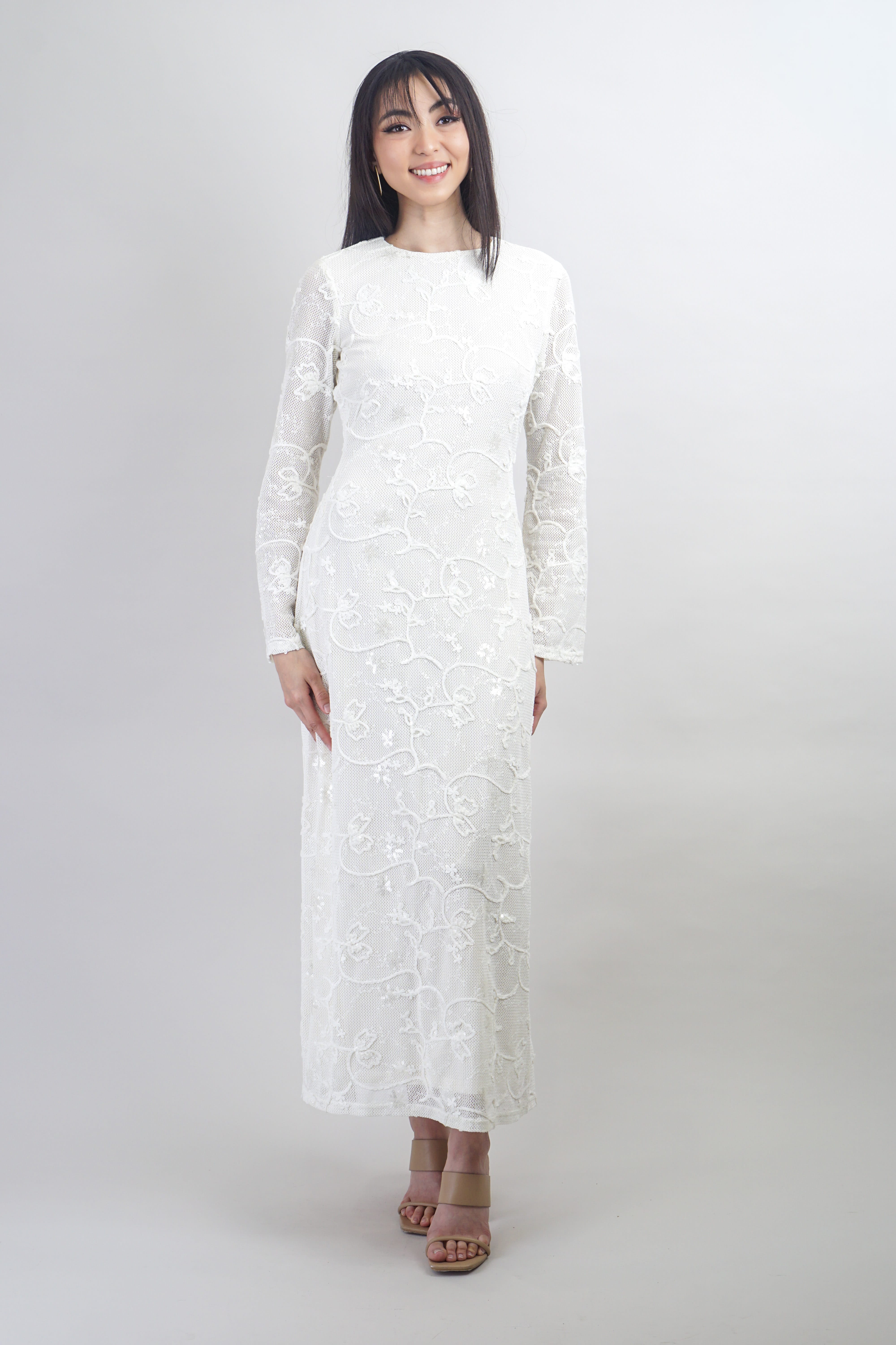 Private Label DRESSES Ivory Floral Knit Maxi Dress