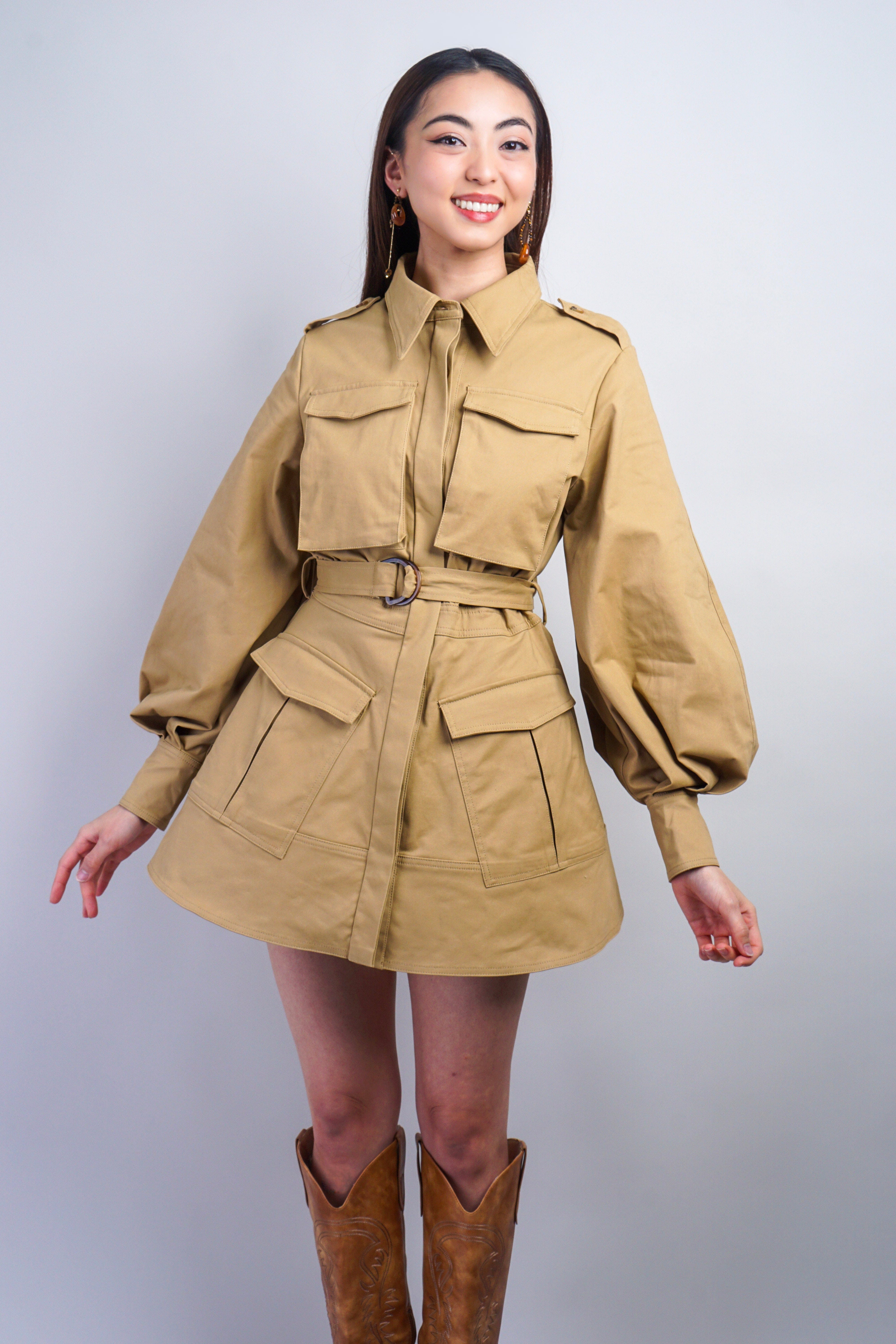 Private Label DRESSES Khaki Trench Mini Dress