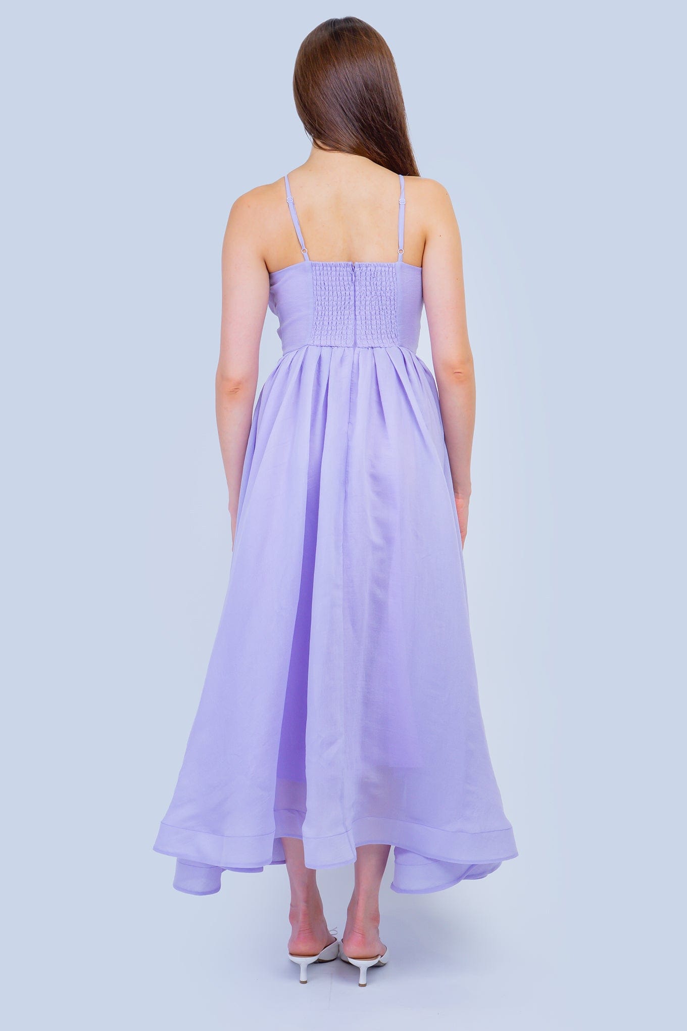 DCD DRESSES Lilac V Neck Linen Midi Dress