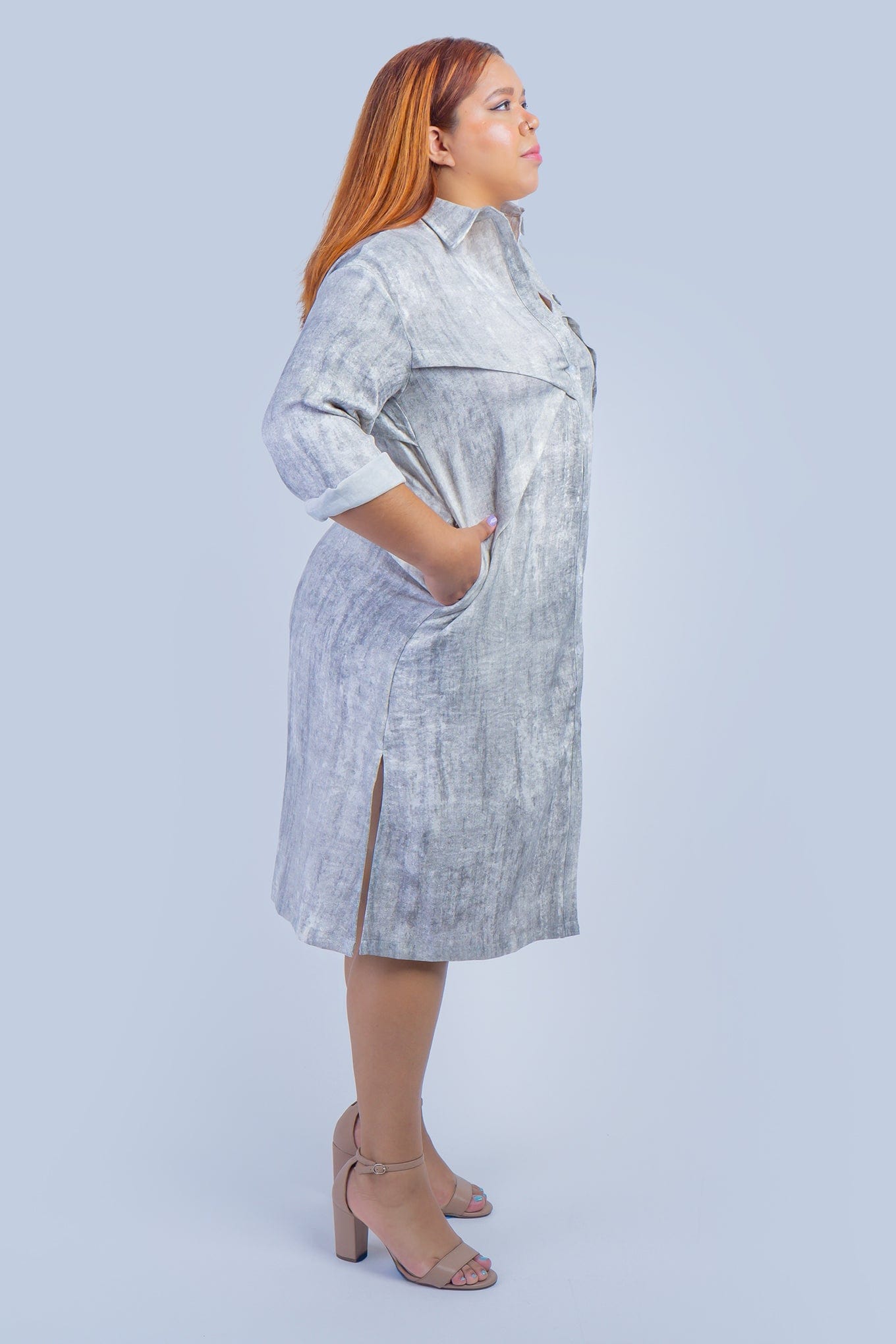 DCD DRESSES Marble Taupe Shirt Dress