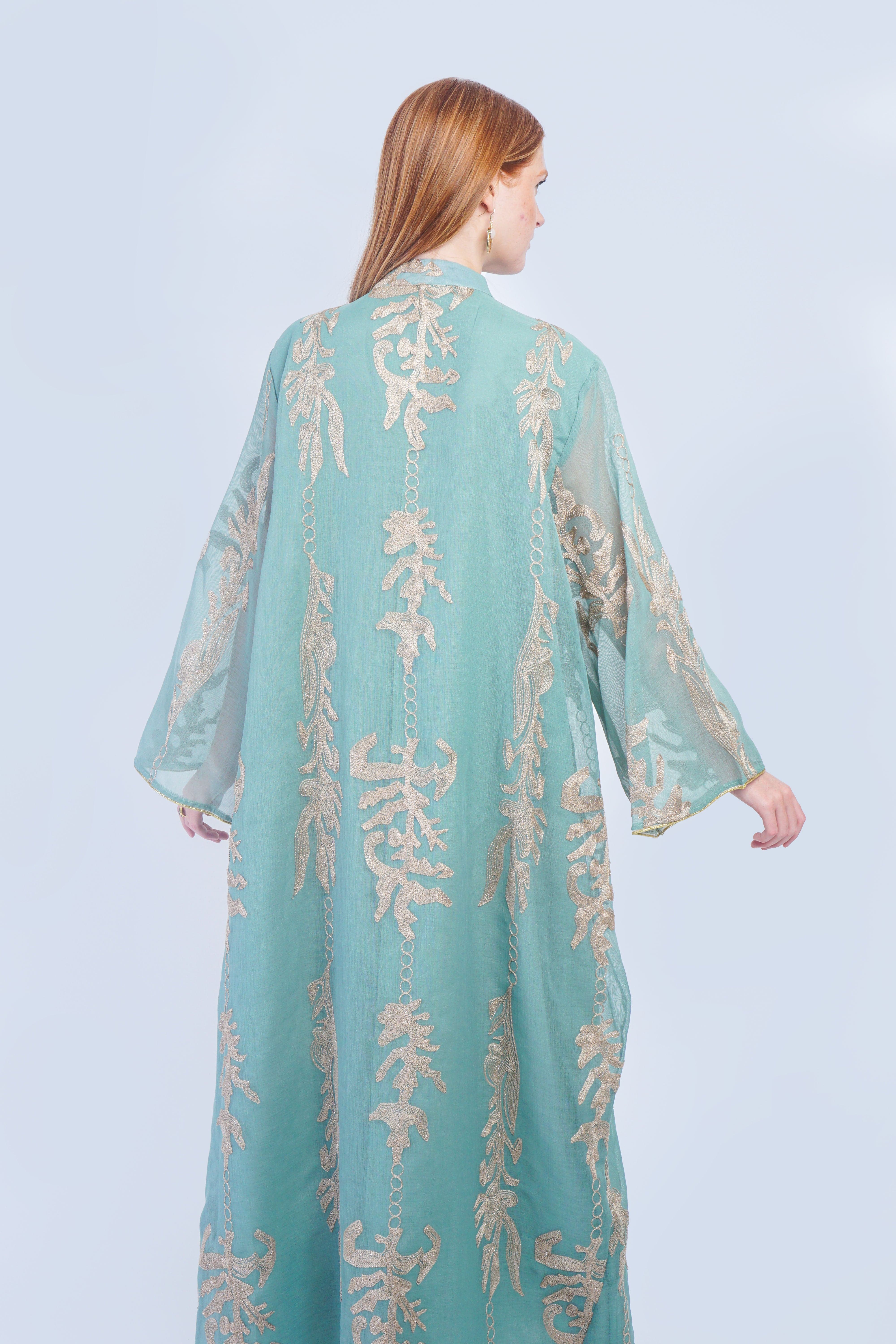 Private Label DRESSES Mint and Rose Gold Beaded Caftan
