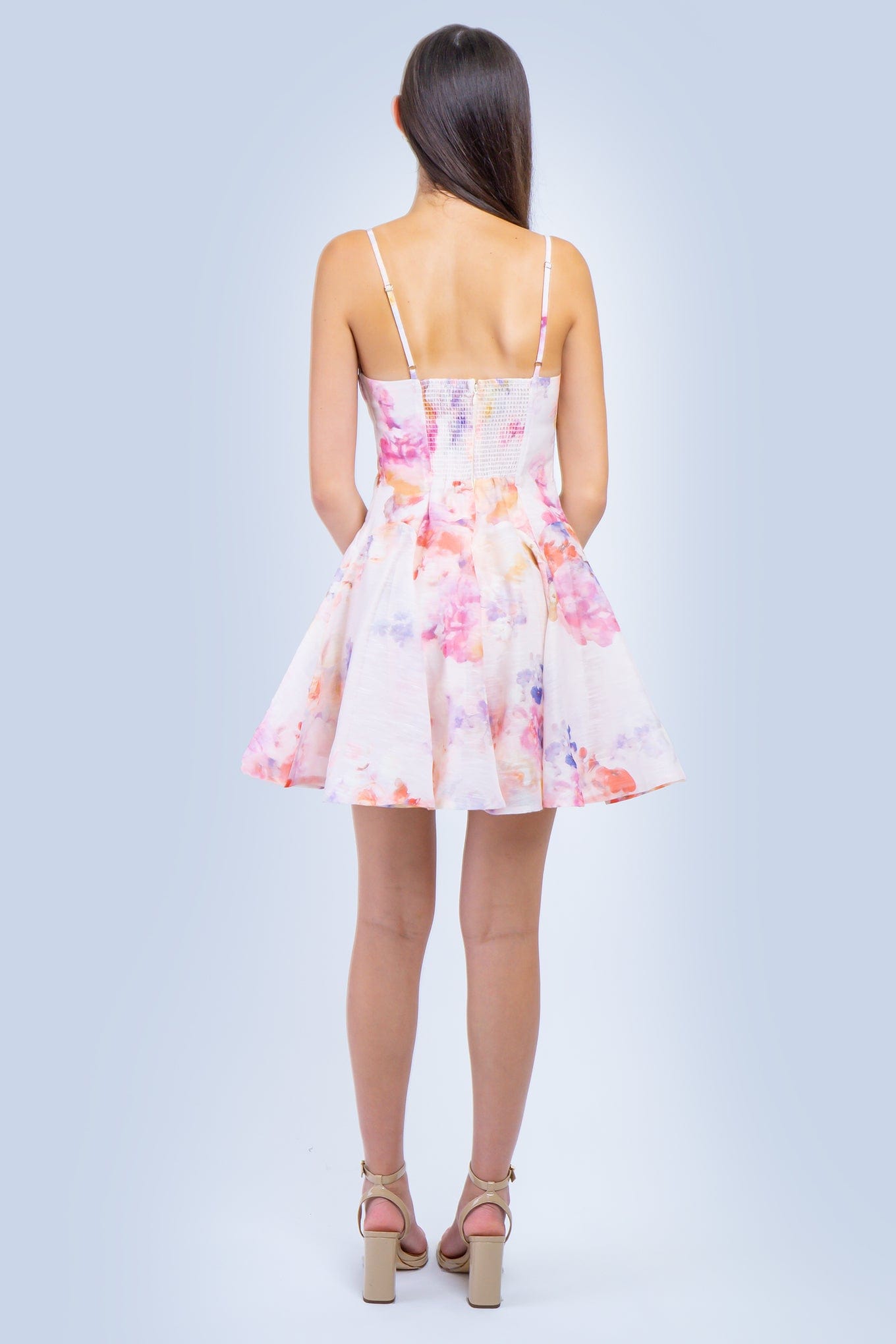 DCD DRESSES Multi Pink Spring Fit and Flare Dress