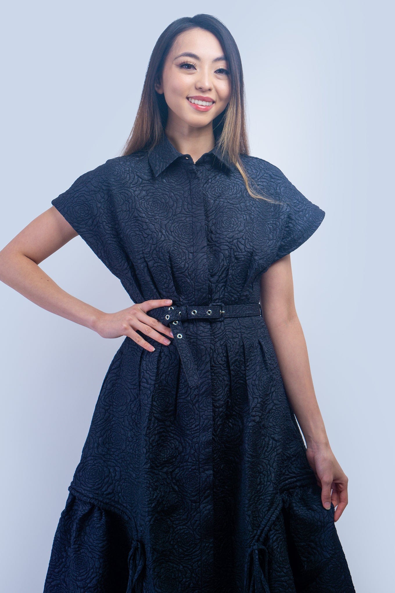 DCD DRESSES Navy Crinkle Cool Lux Dress