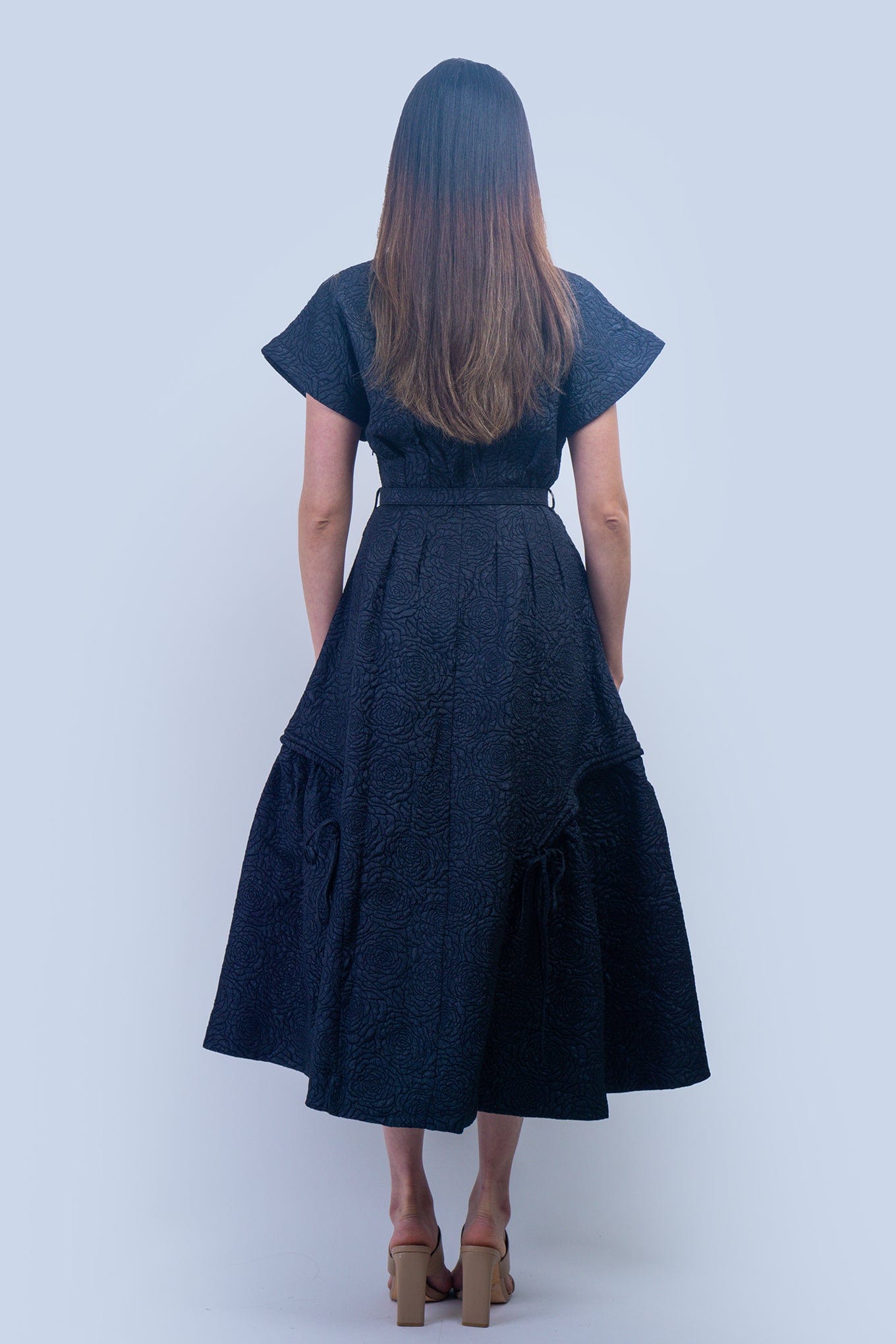 DCD DRESSES Navy Crinkle Cool Lux Dress
