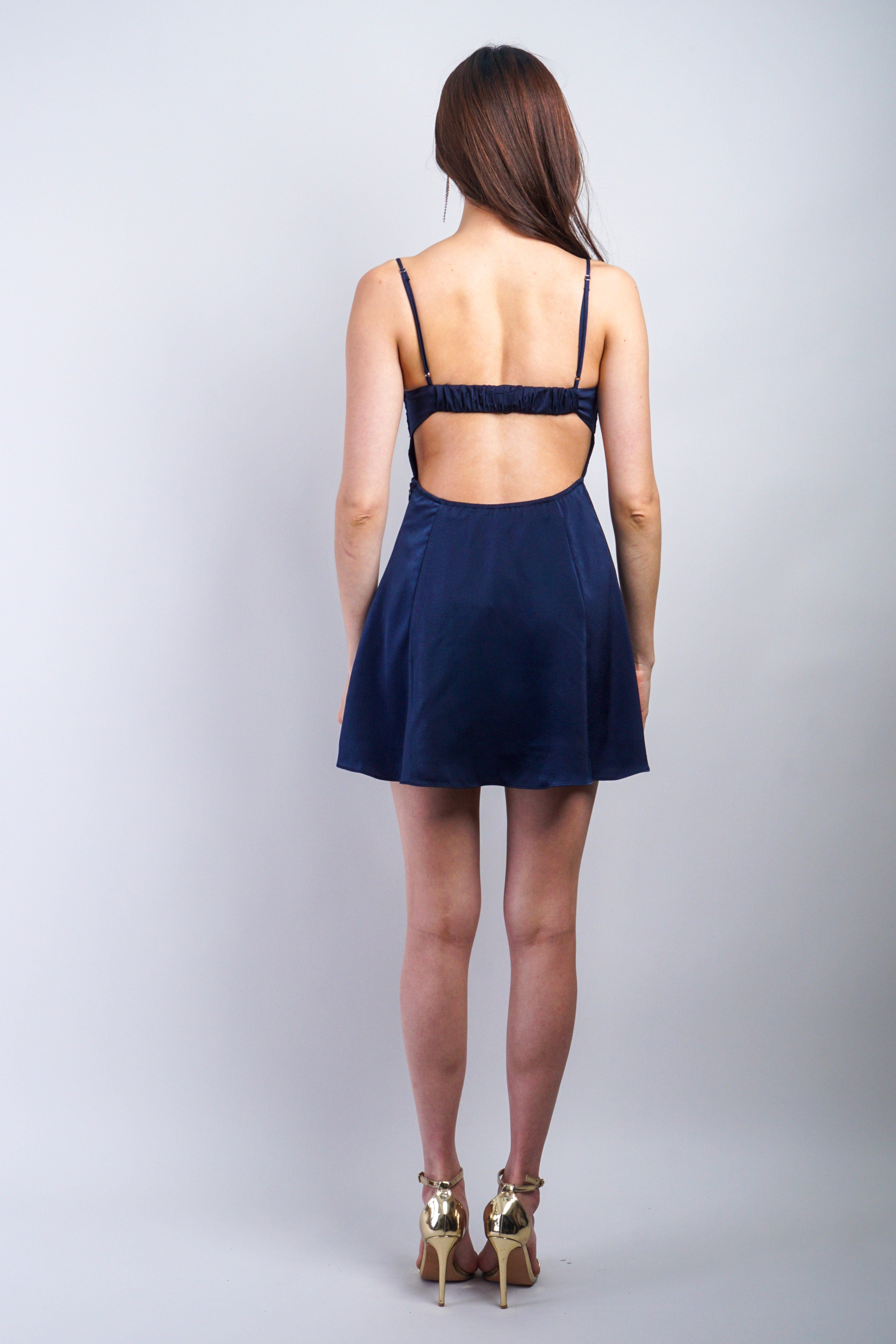 Private Label DRESSES Navy Pleated Mini Dress