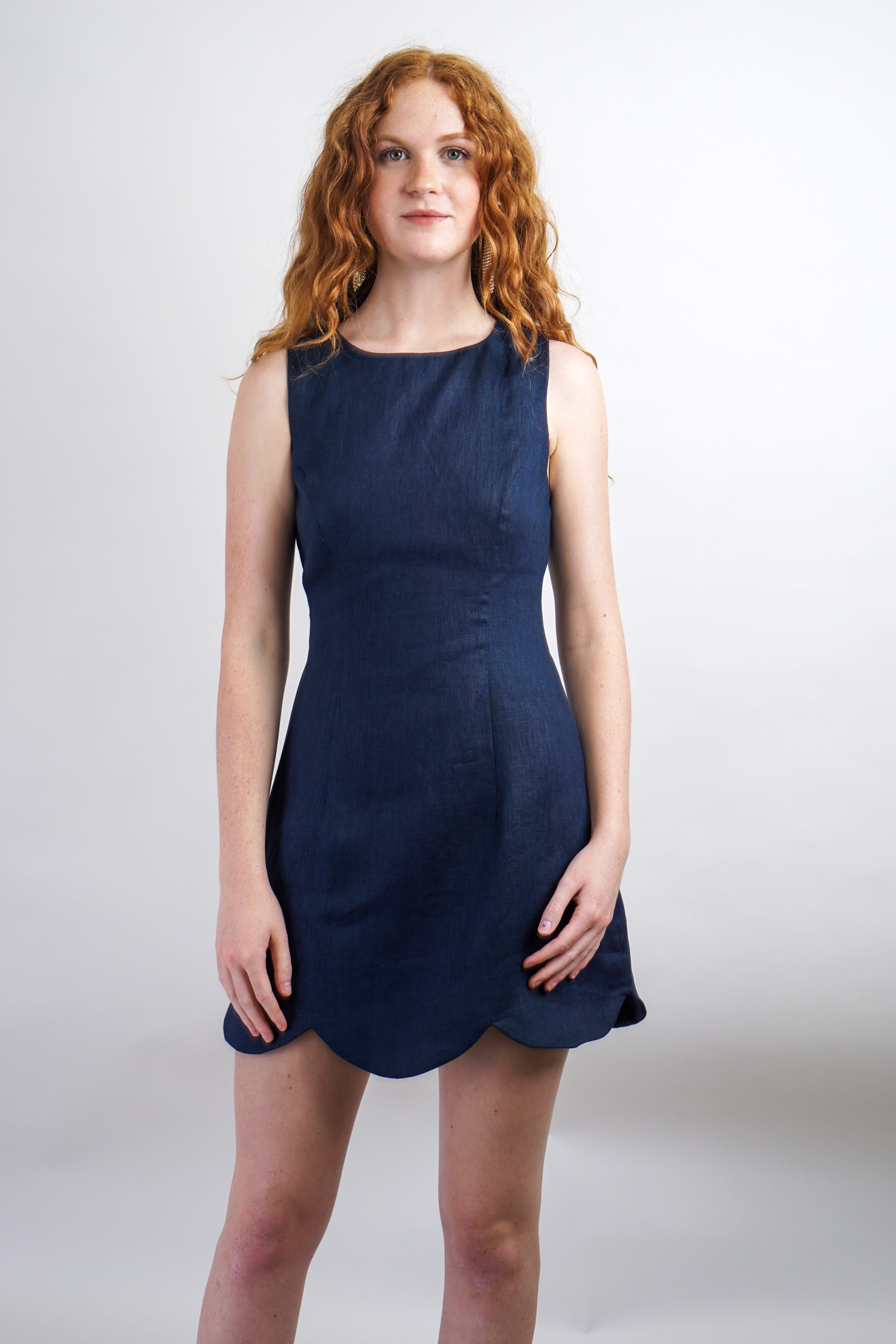 Private Label DRESSES Navy Scallop Hem Mini Dress
