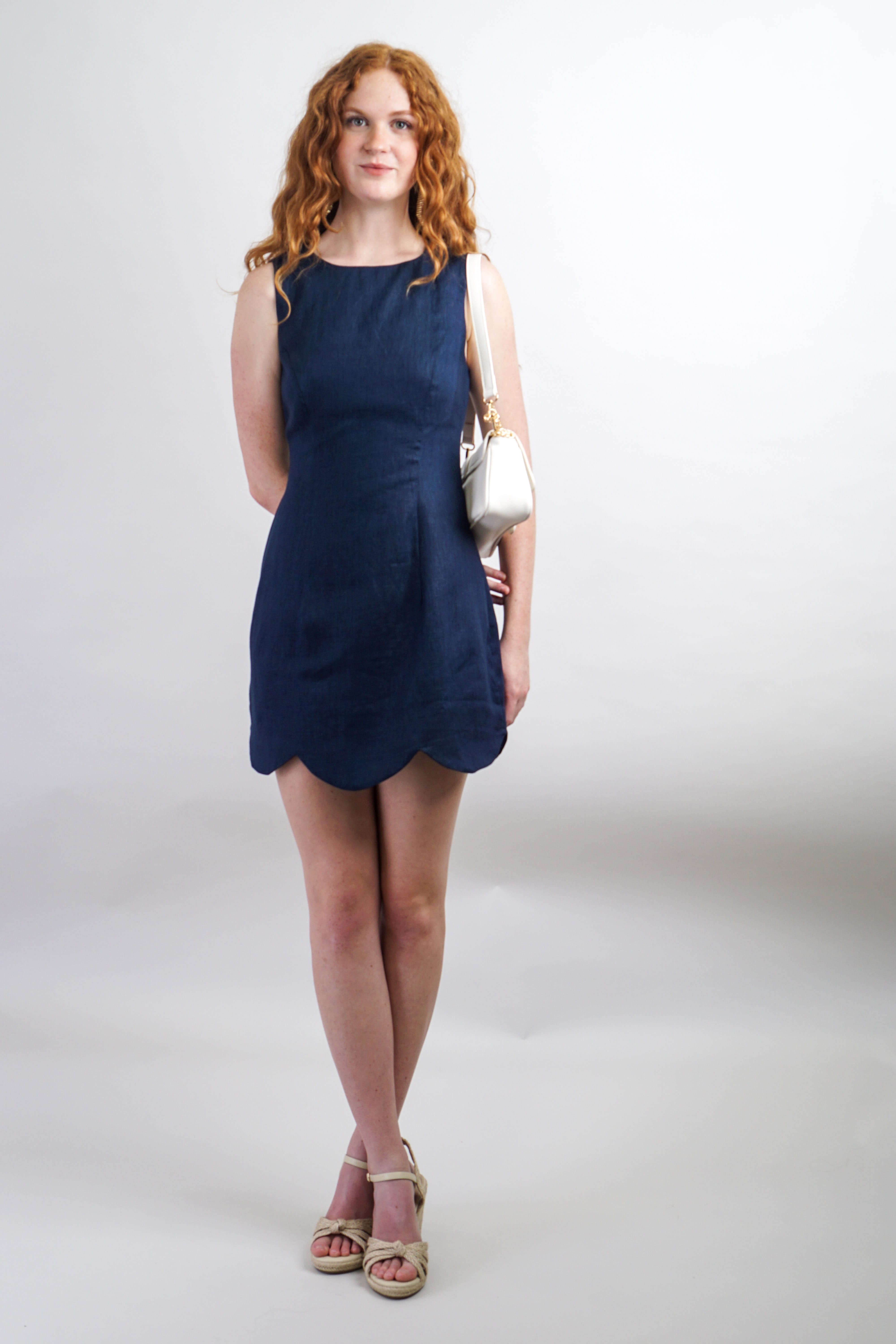 Private Label DRESSES Navy Scallop Hem Mini Dress
