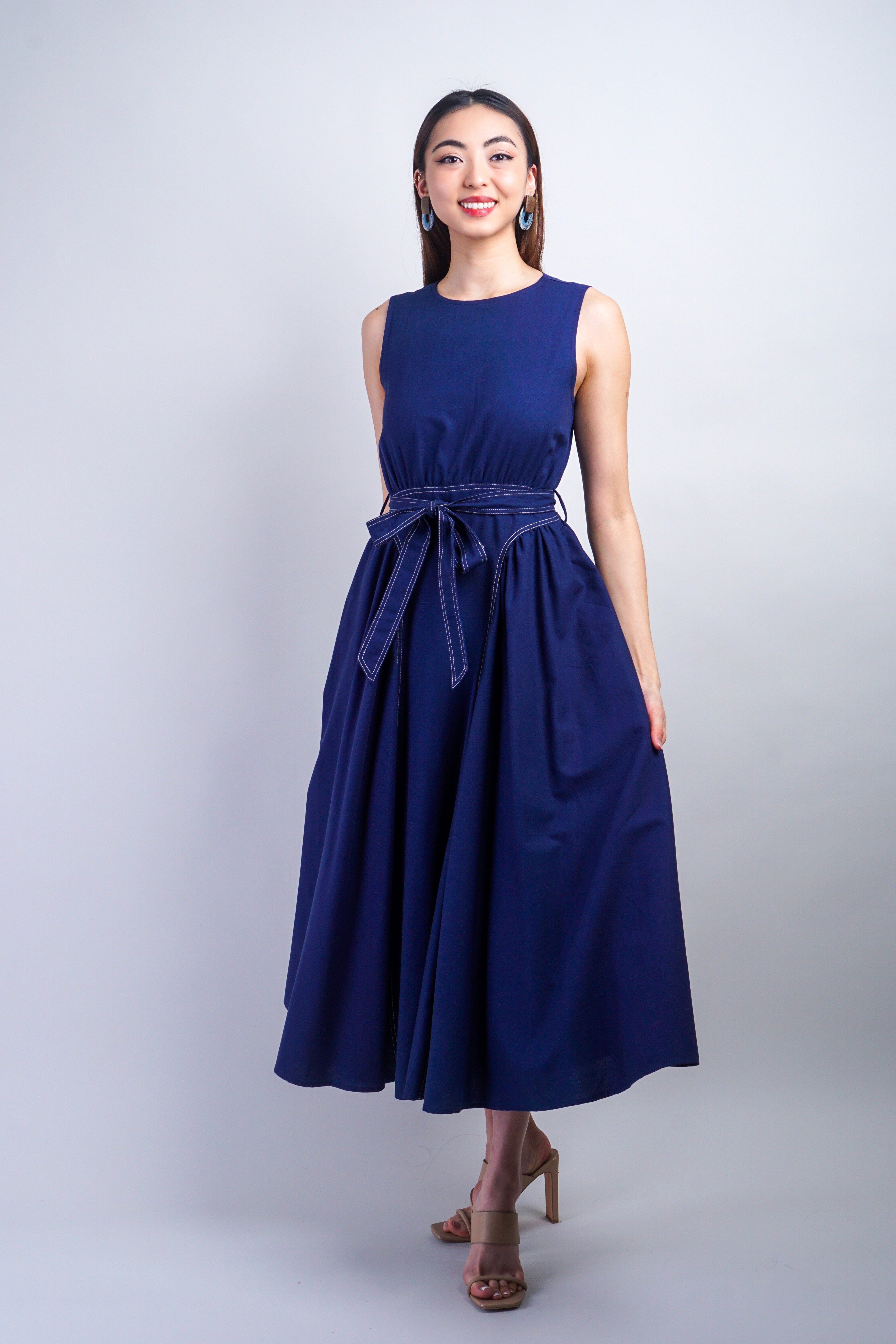 Private Label DRESSES Navy Stitch Midi Dress