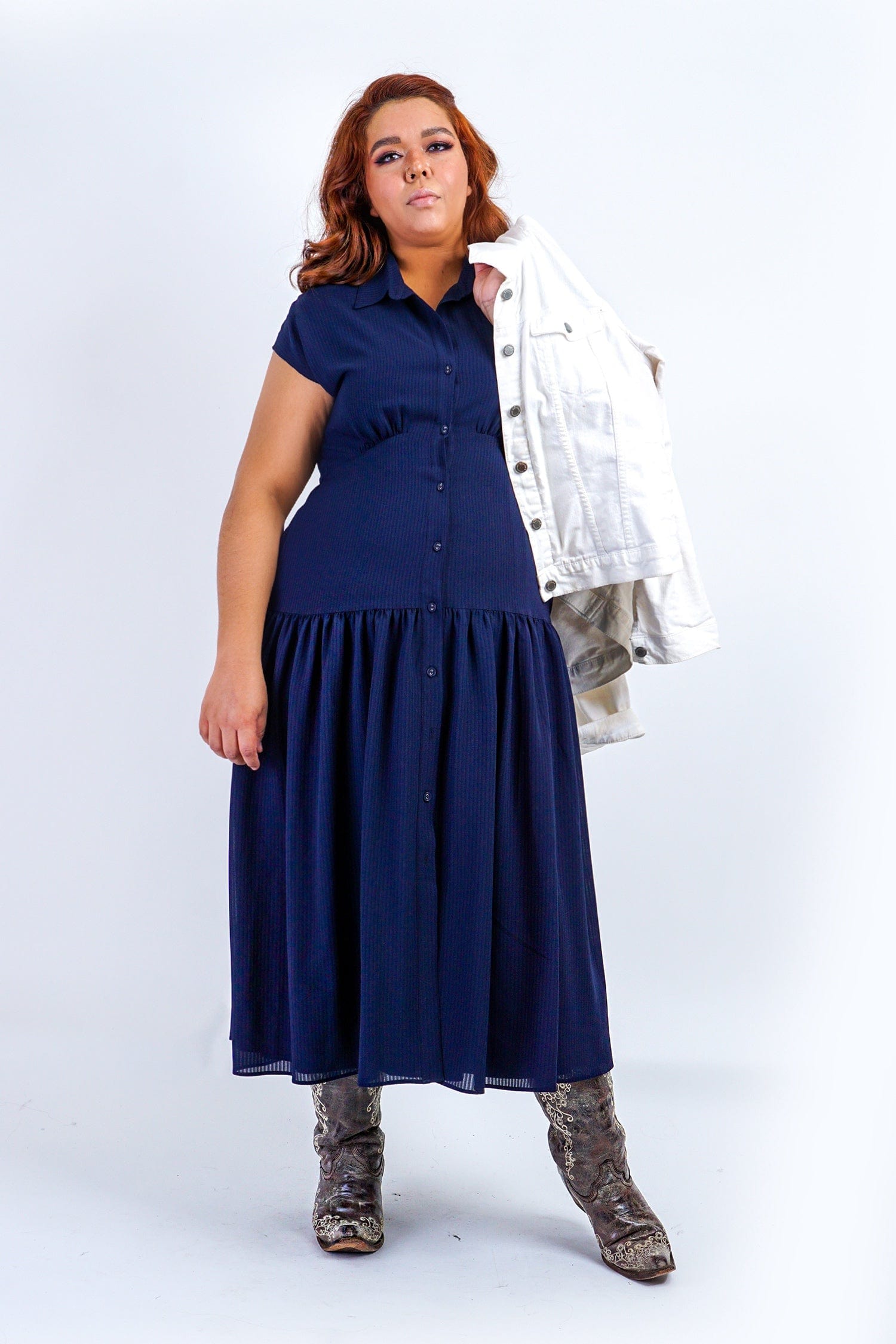 Chloe Dao DRESSES Navy Stripe Forever Alita Shirt Dress