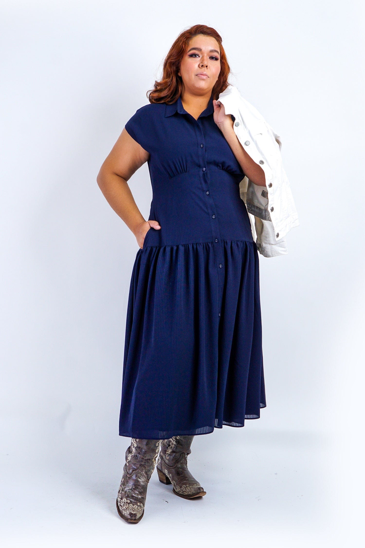 Chloe Dao DRESSES Navy Stripe Forever Alita Shirt Dress