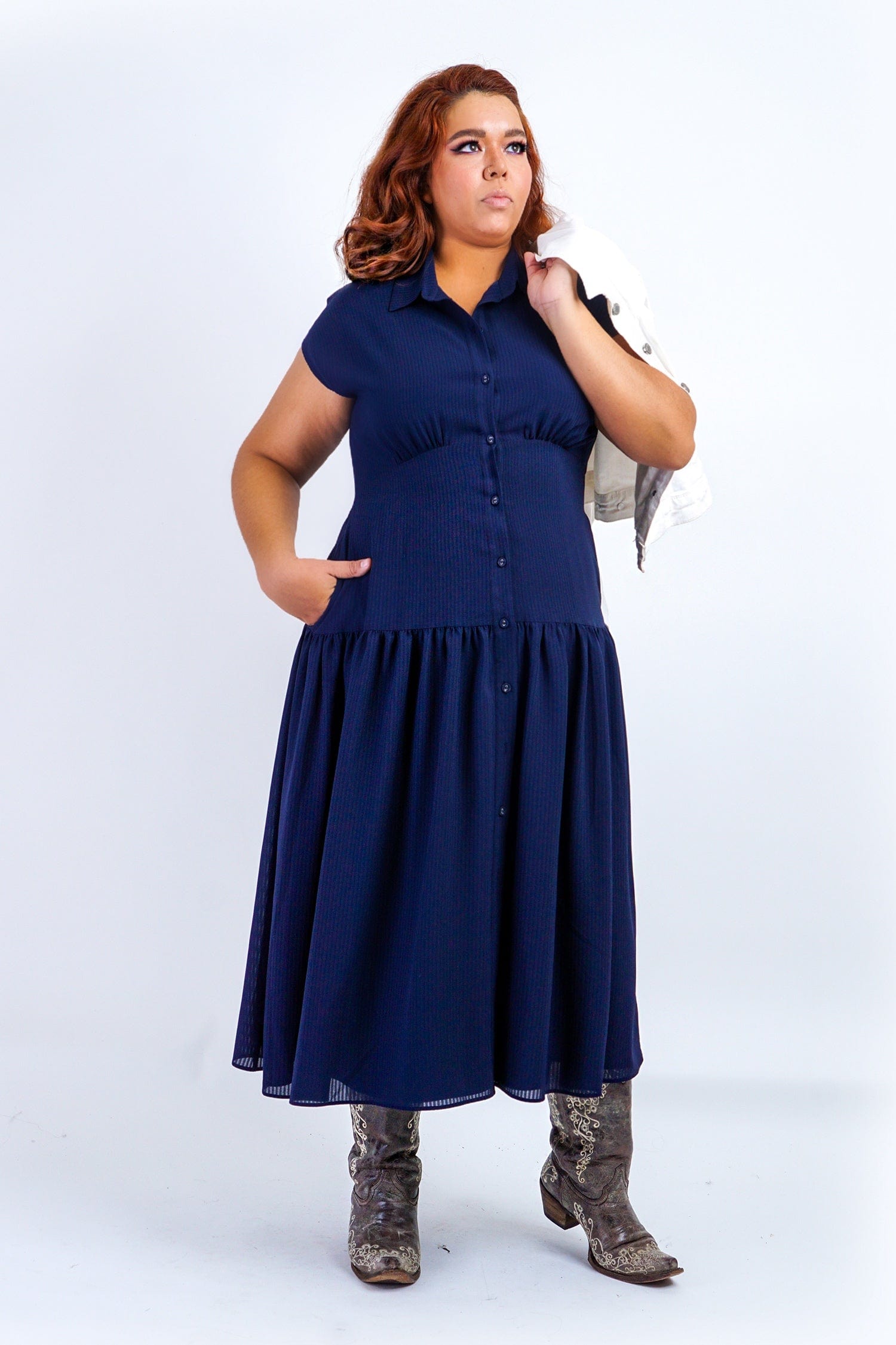 Chloe Dao DRESSES Navy Stripe Forever Alita Shirt Dress