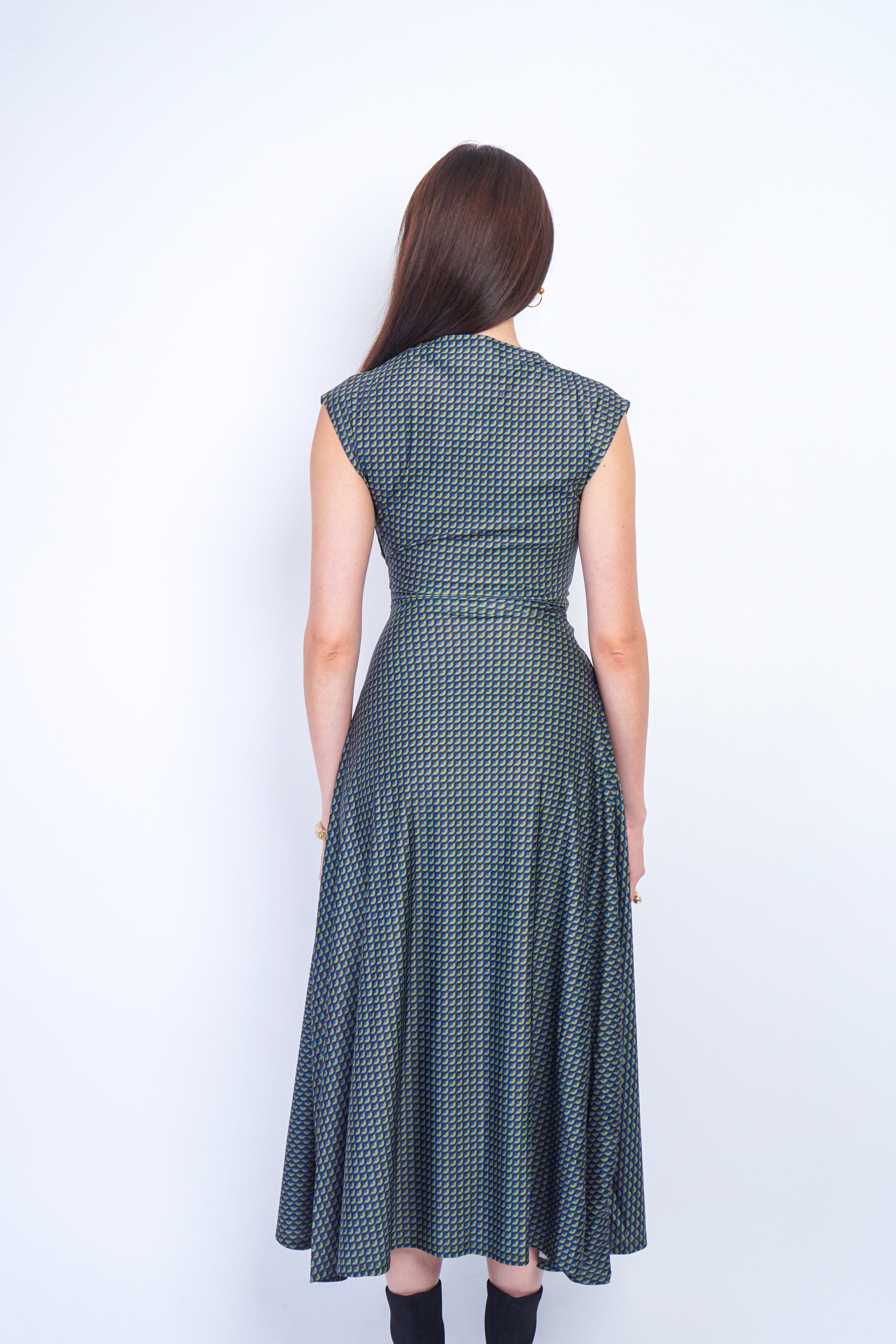Private Label DRESSES Olive Geo Print Knit Midi Dress