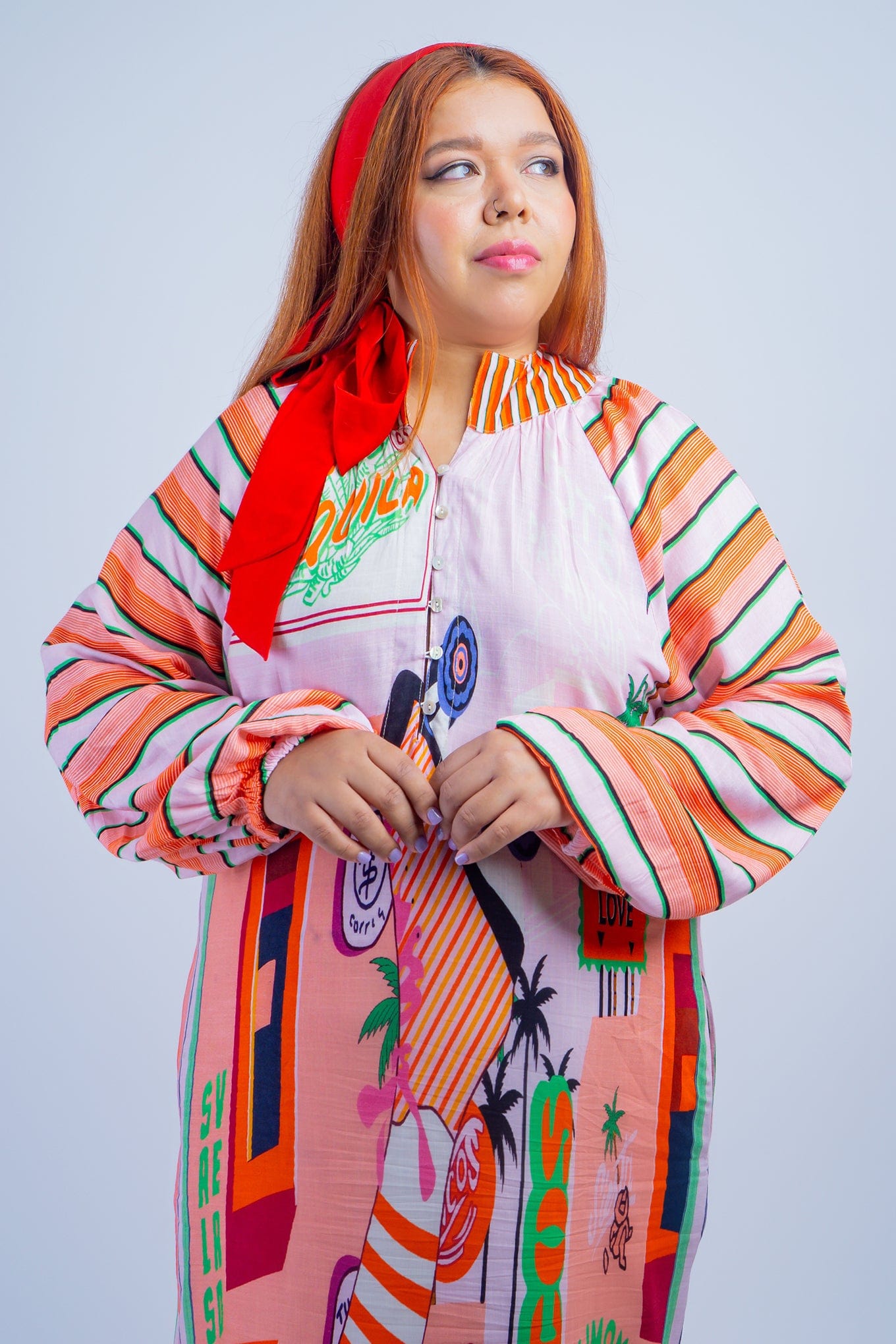 DCD DRESSES ONE SIZE Fun Time Vacation Cotton Caftan