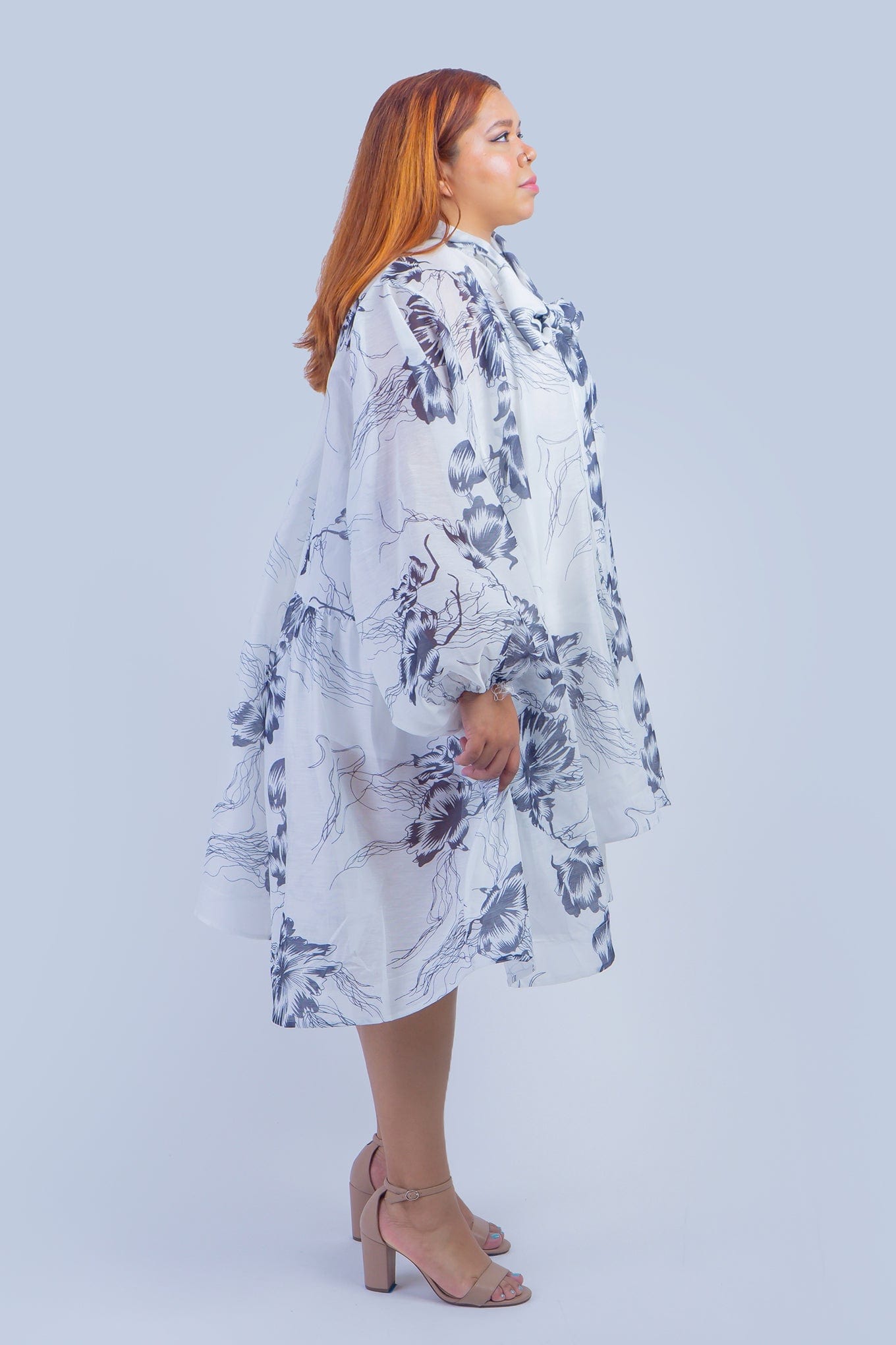 DCD DRESSES Oversize One Size White and Black Floral Dress