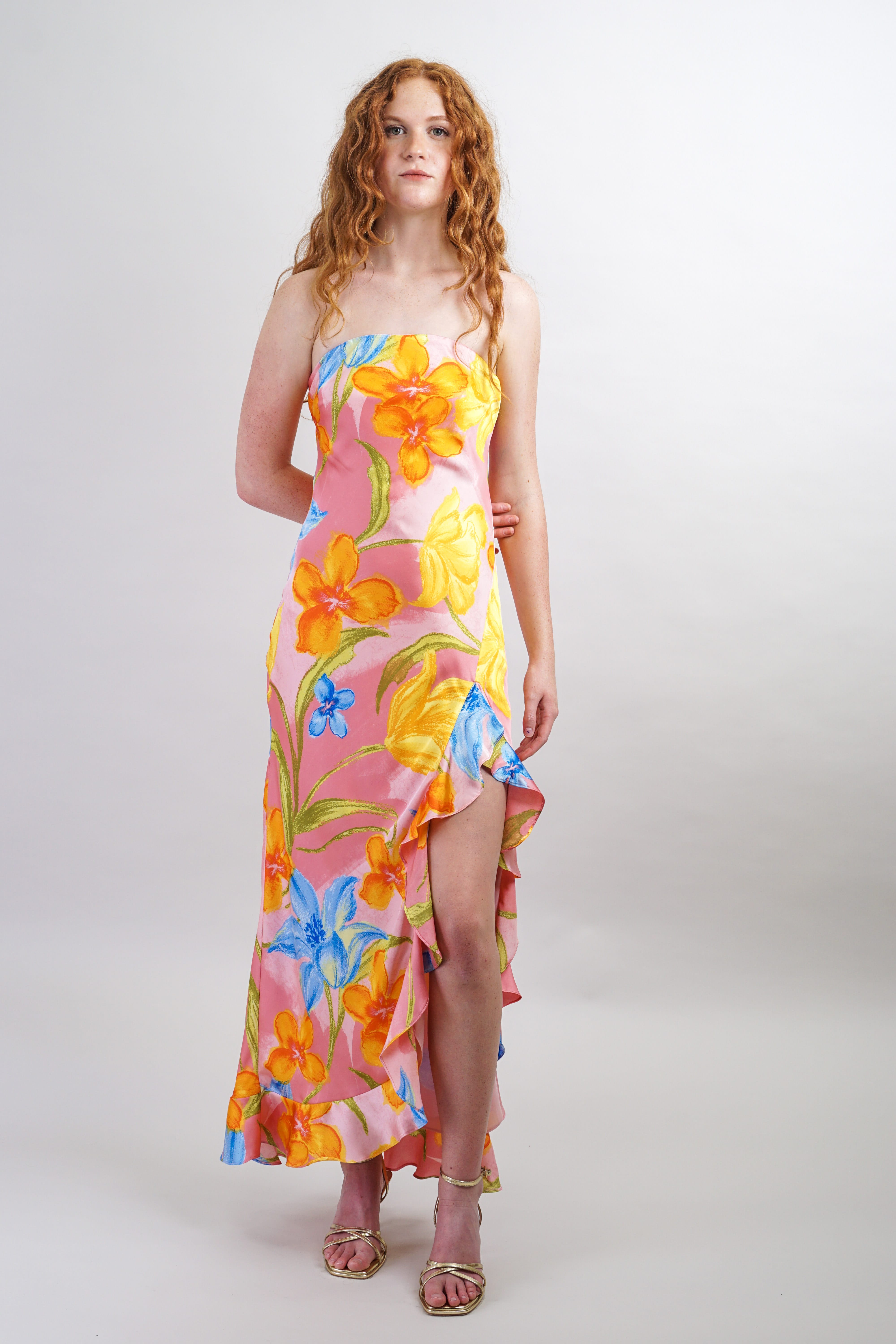 Private Label DRESSES Pink Floral Tube Maxi Dress