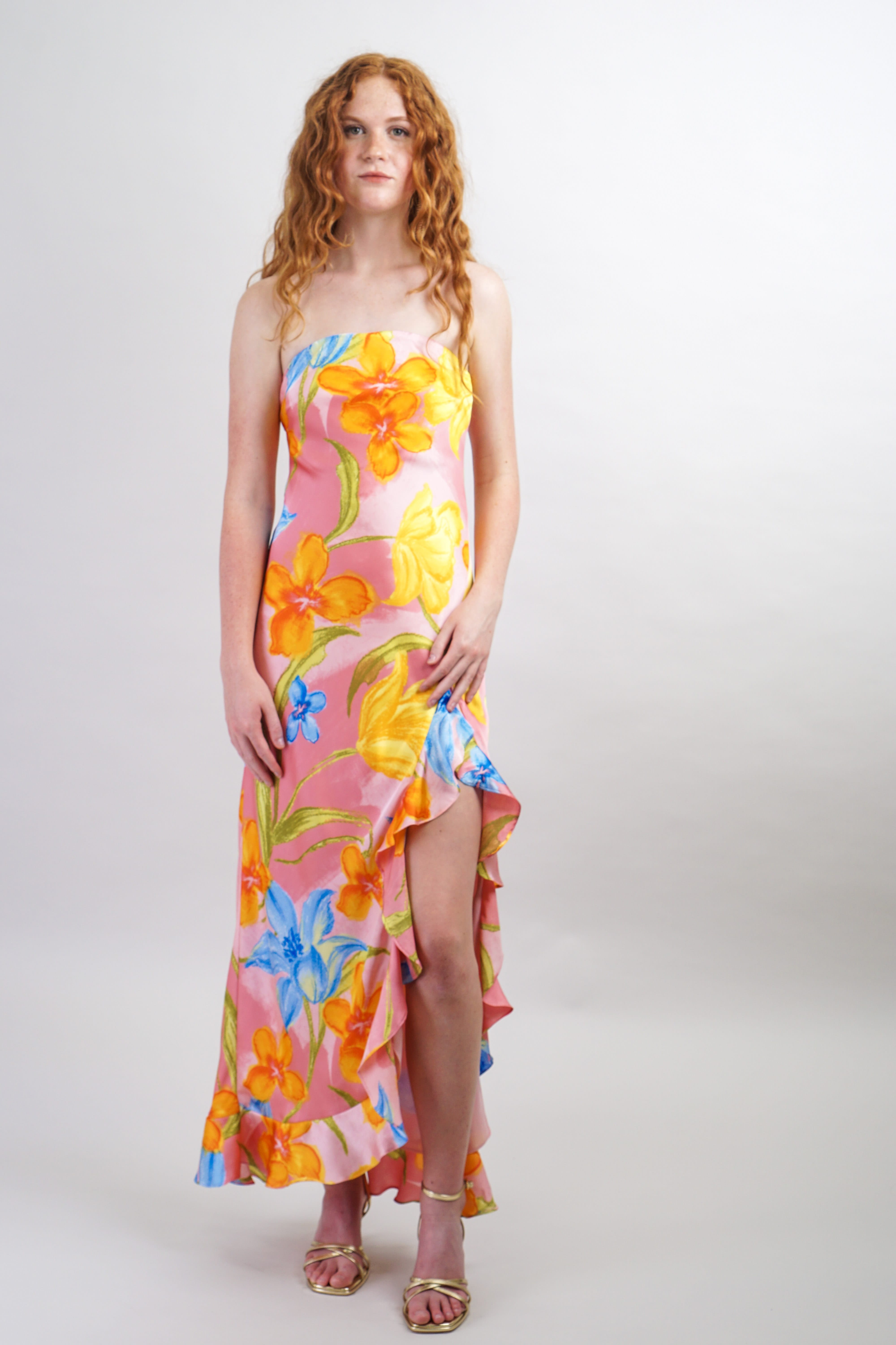 Private Label DRESSES Pink Floral Tube Maxi Dress