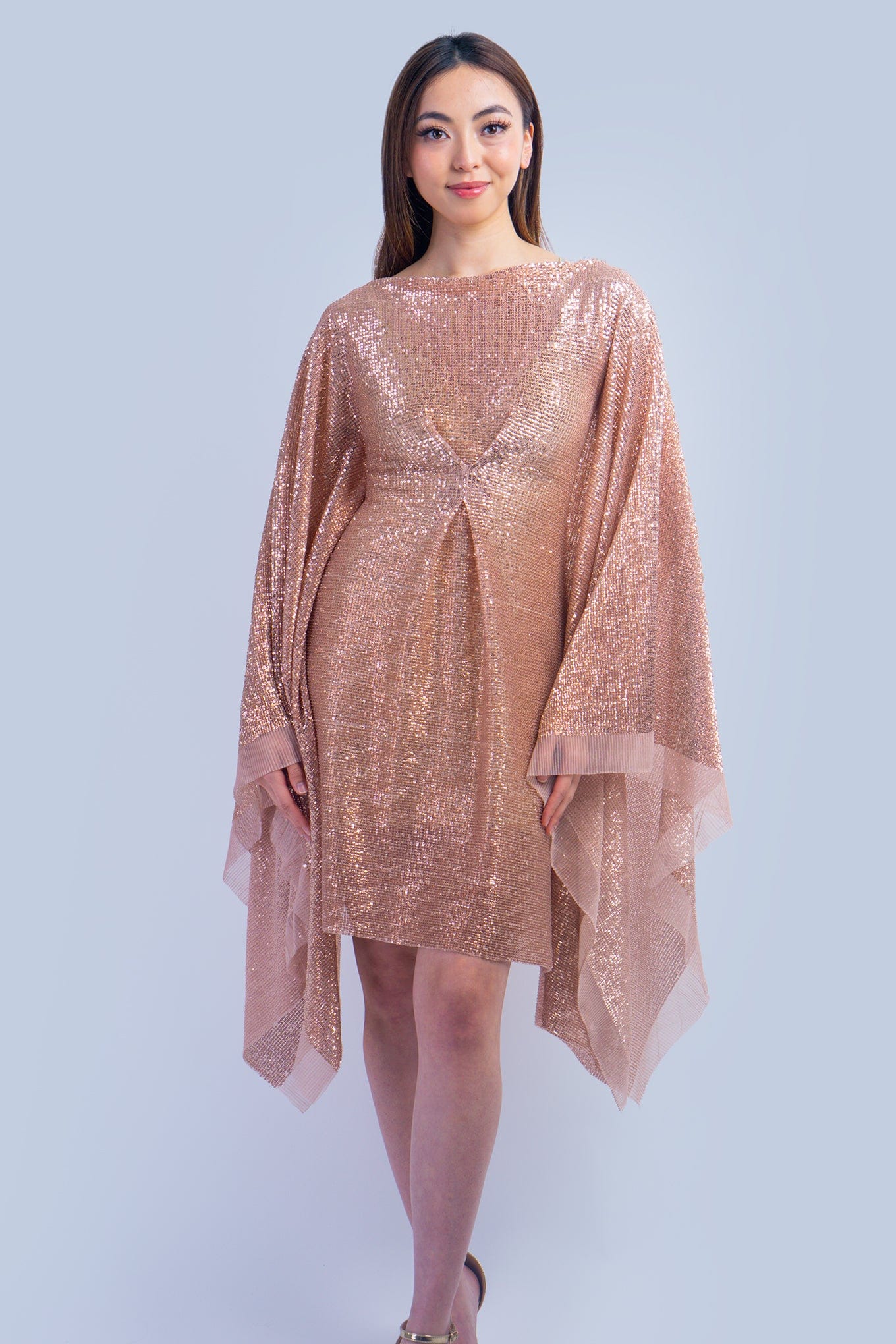 DCD DRESSES Pre Order Gold Sequin Boat Neck Caftan Milan Dress