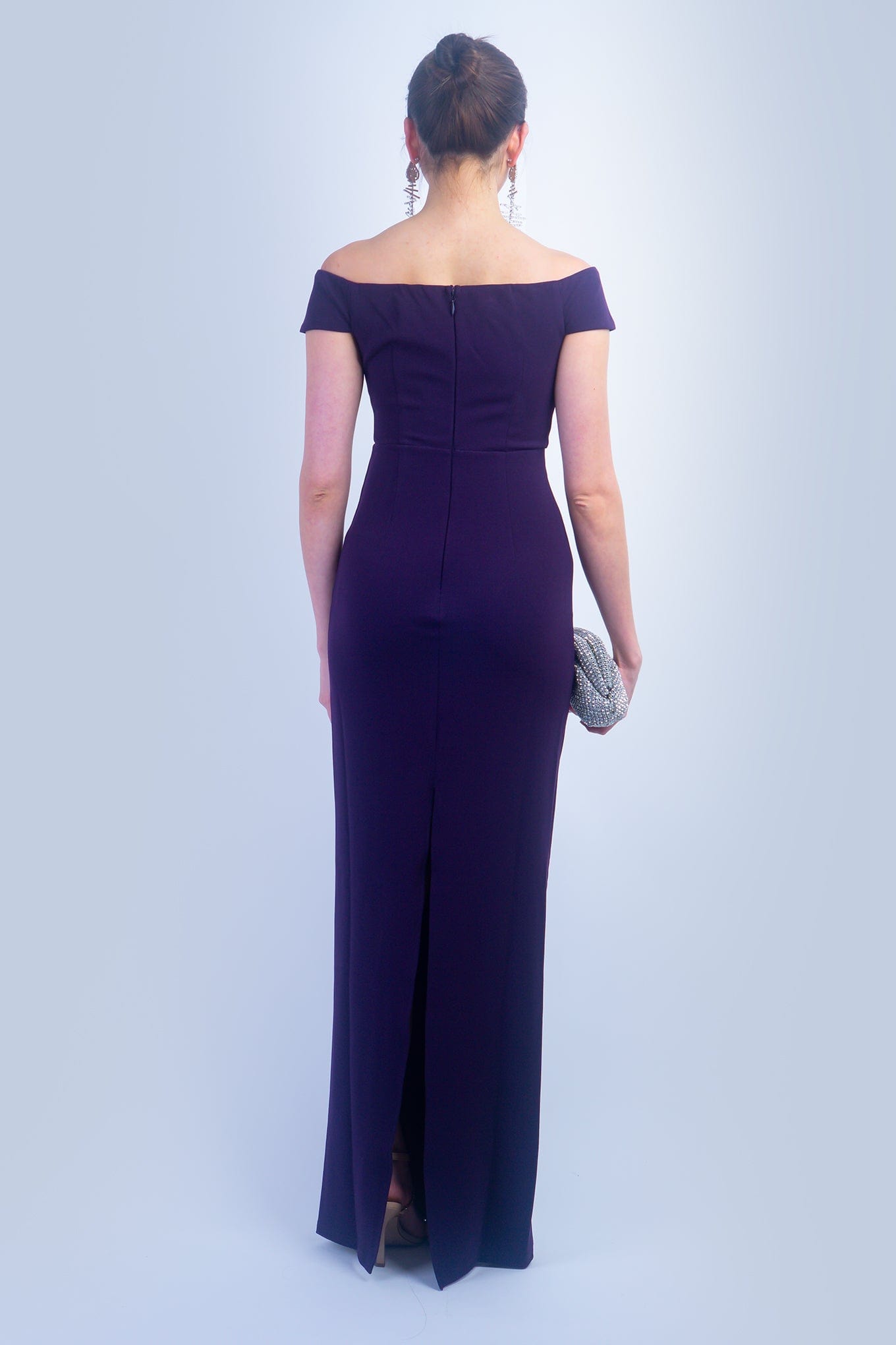 DCD DRESSES Purple Strapless U Neck Off Shoulder Gown