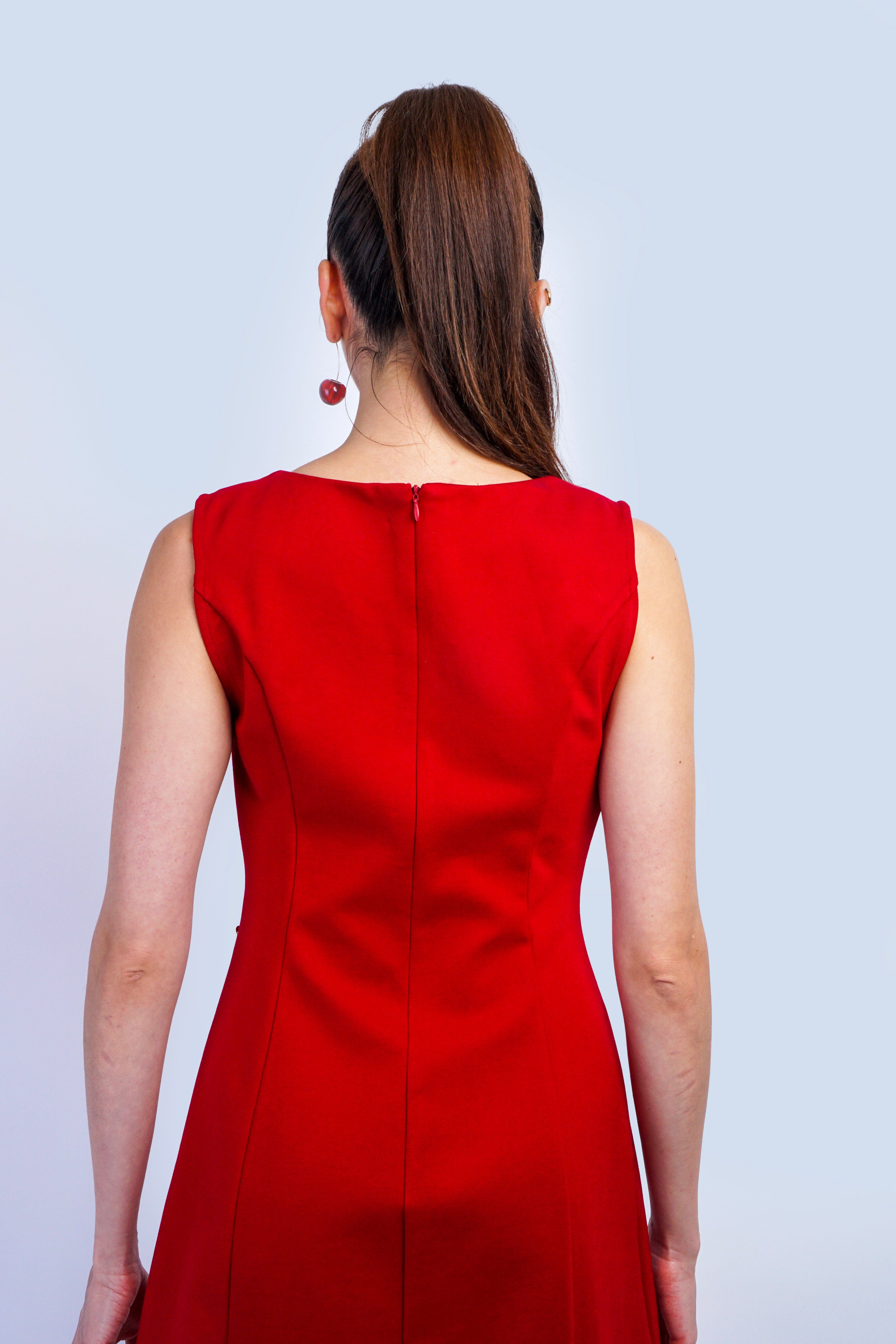 Private Label DRESSES Red Crew Neck Gold Bow Dress