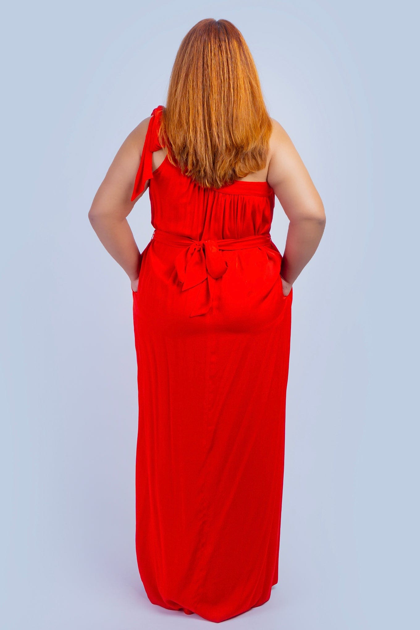 Chloe Dao DRESSES Red One Shoulder Relax Maxi Dress