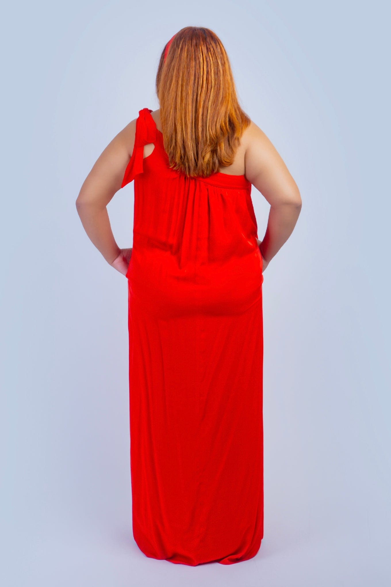 Chloe Dao DRESSES Red One Shoulder Relax Maxi Dress