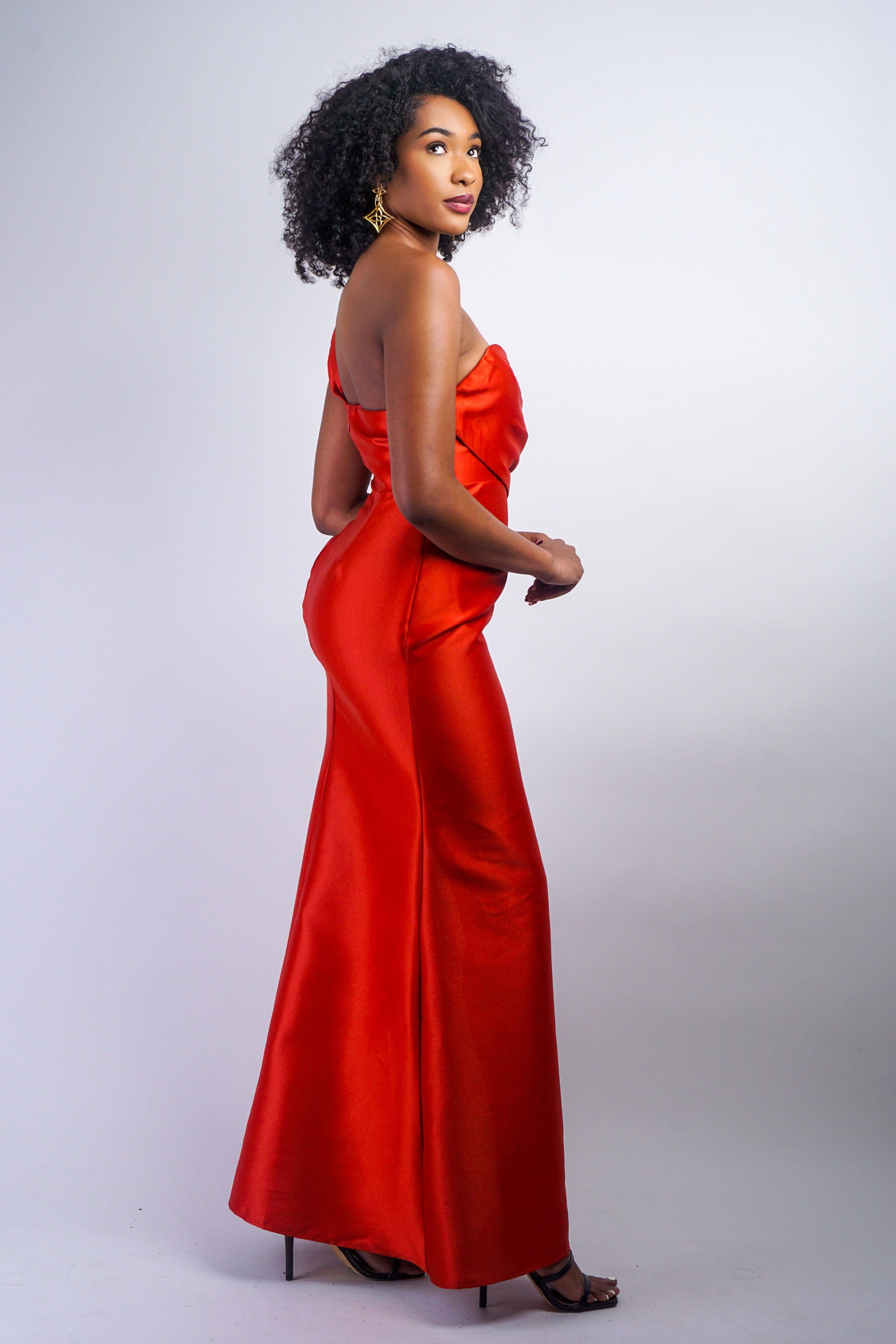 Private Label DRESSES Rust One Shoulder Slit Maxi Dress