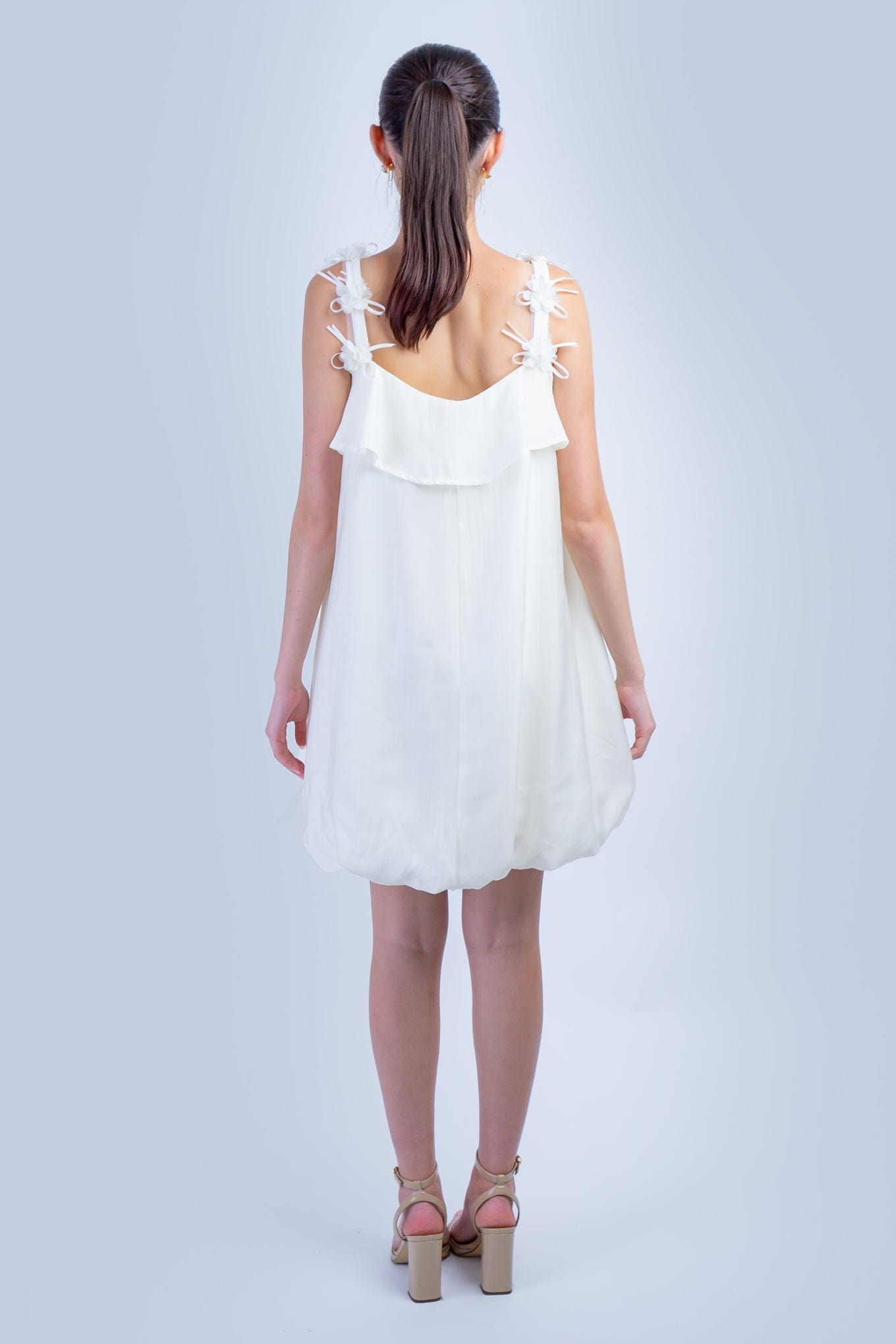 DCD DRESSES White Shift Floral String Dress