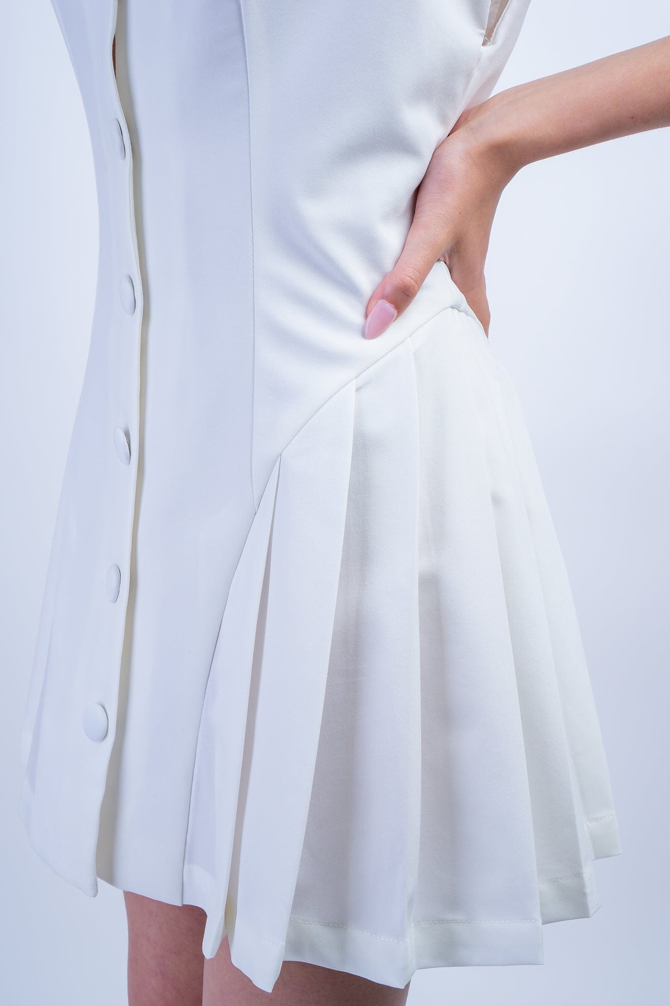 DCD DRESSES White Side Pleated Blazer Dress
