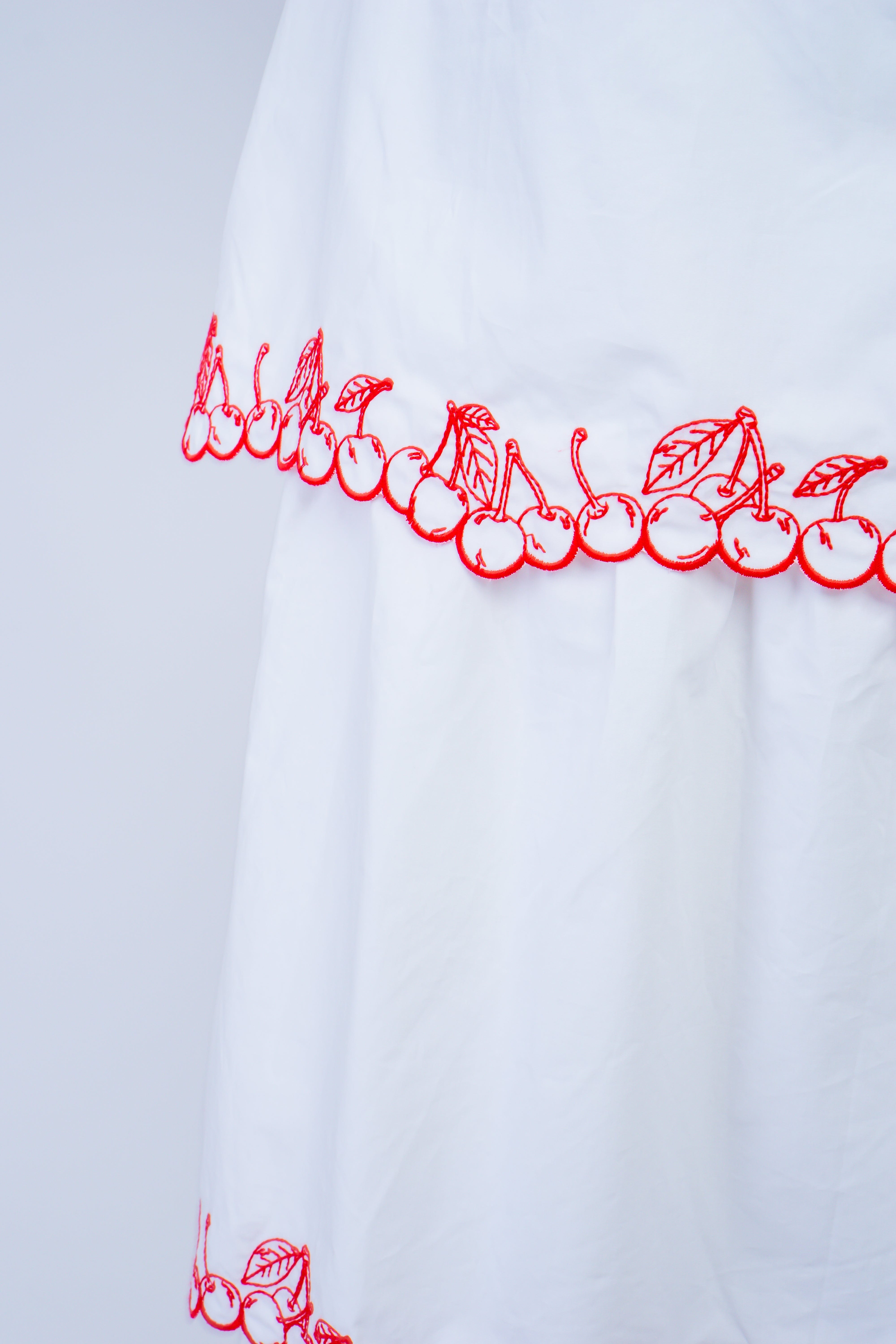 DCD DRESSES White Strapless Cherries Tiered Dress