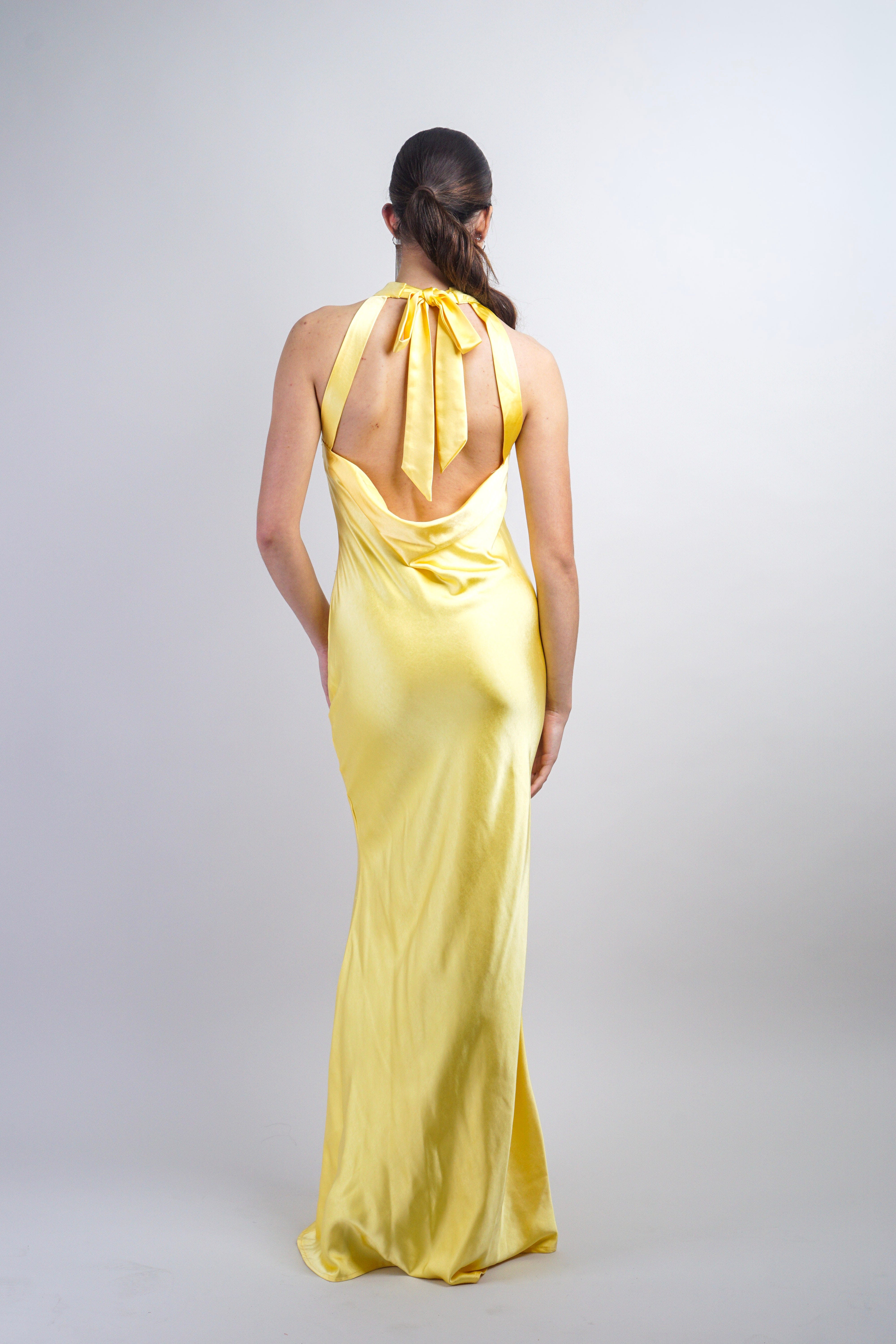 Private Label DRESSES Yellow High Neck Slip Gown
