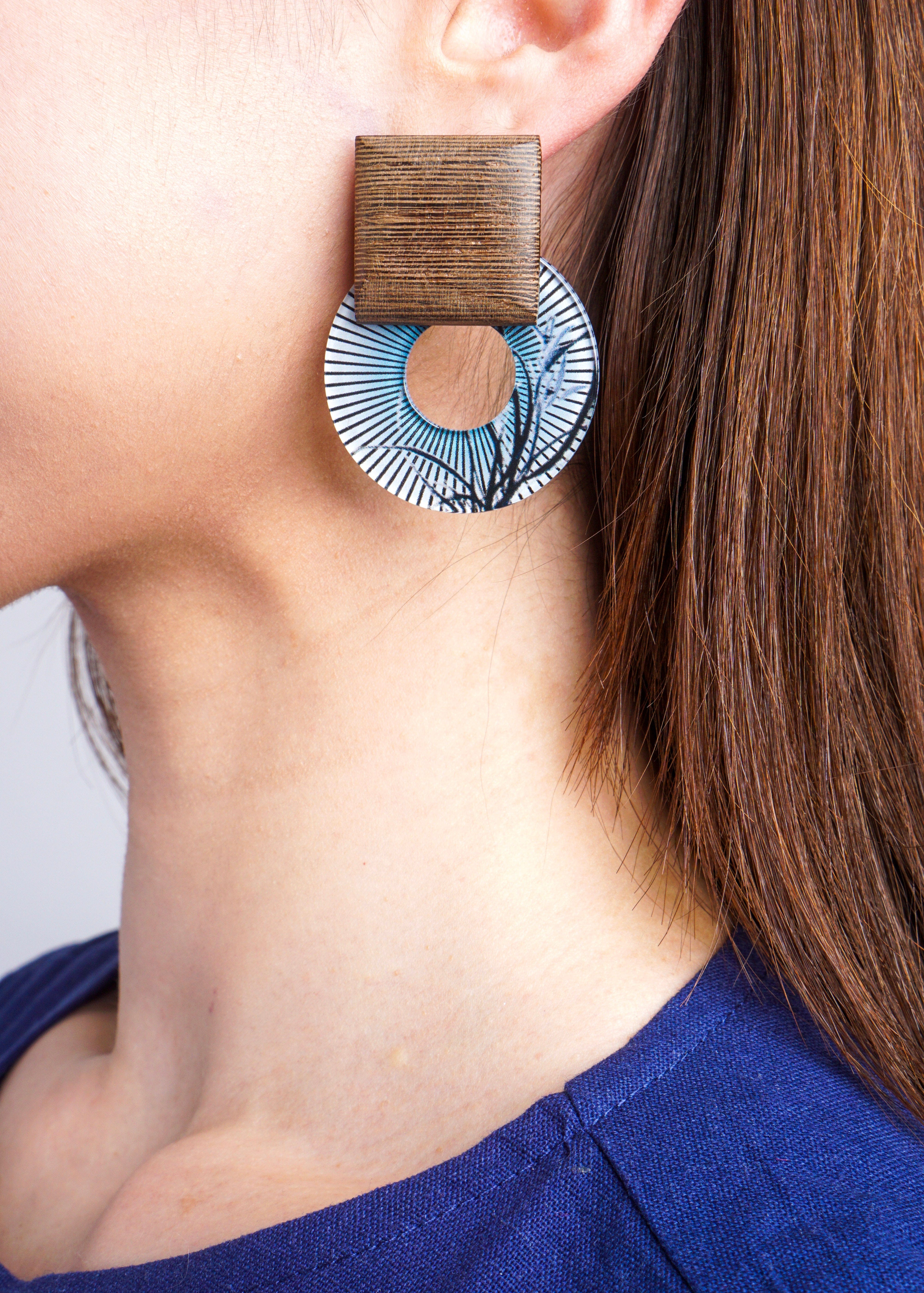 Private Label EARRINGS Blue Acrylic Brown Earrings