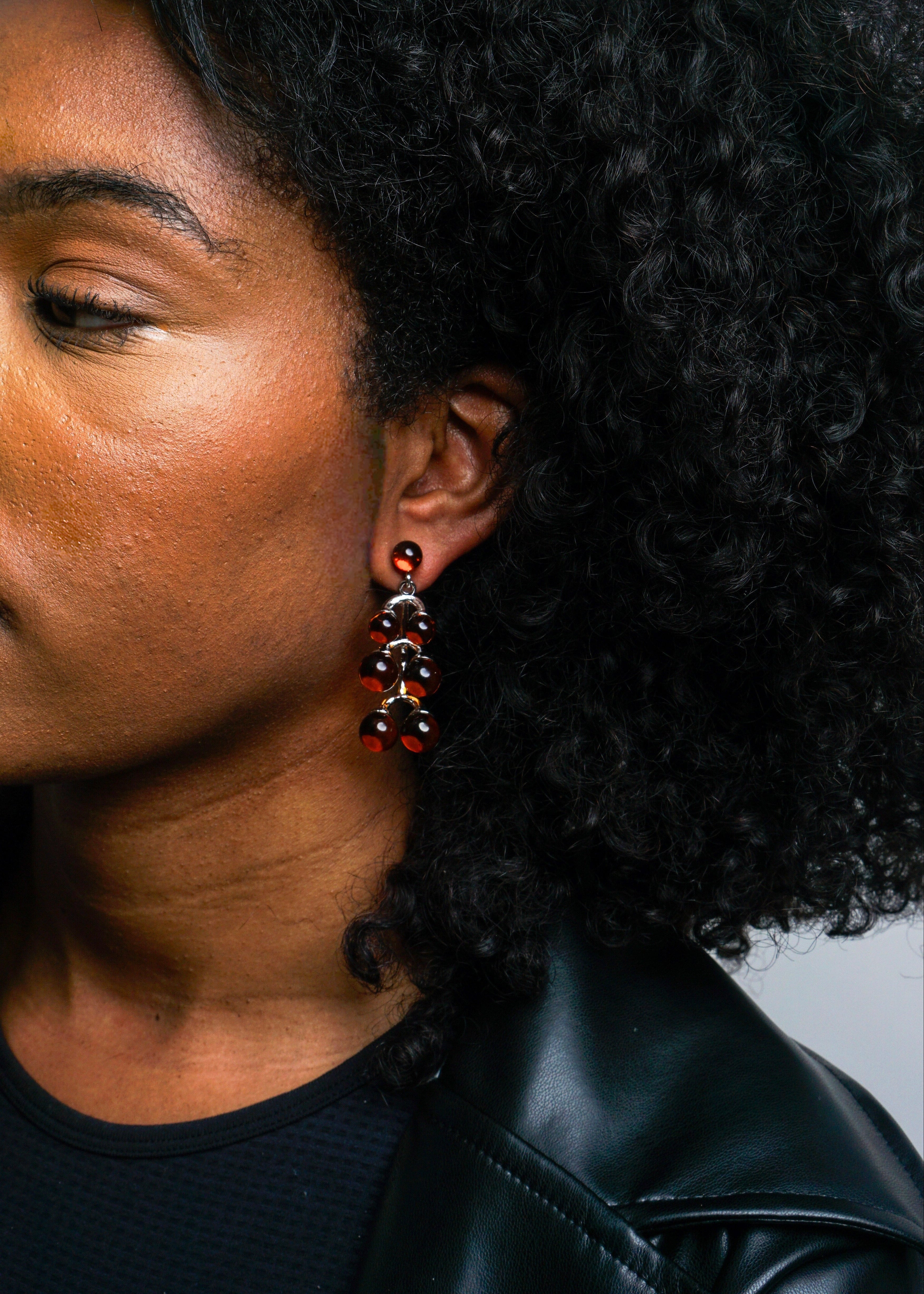 Private Label EARRINGS Brown Resin Round Tiger Eye Earrings