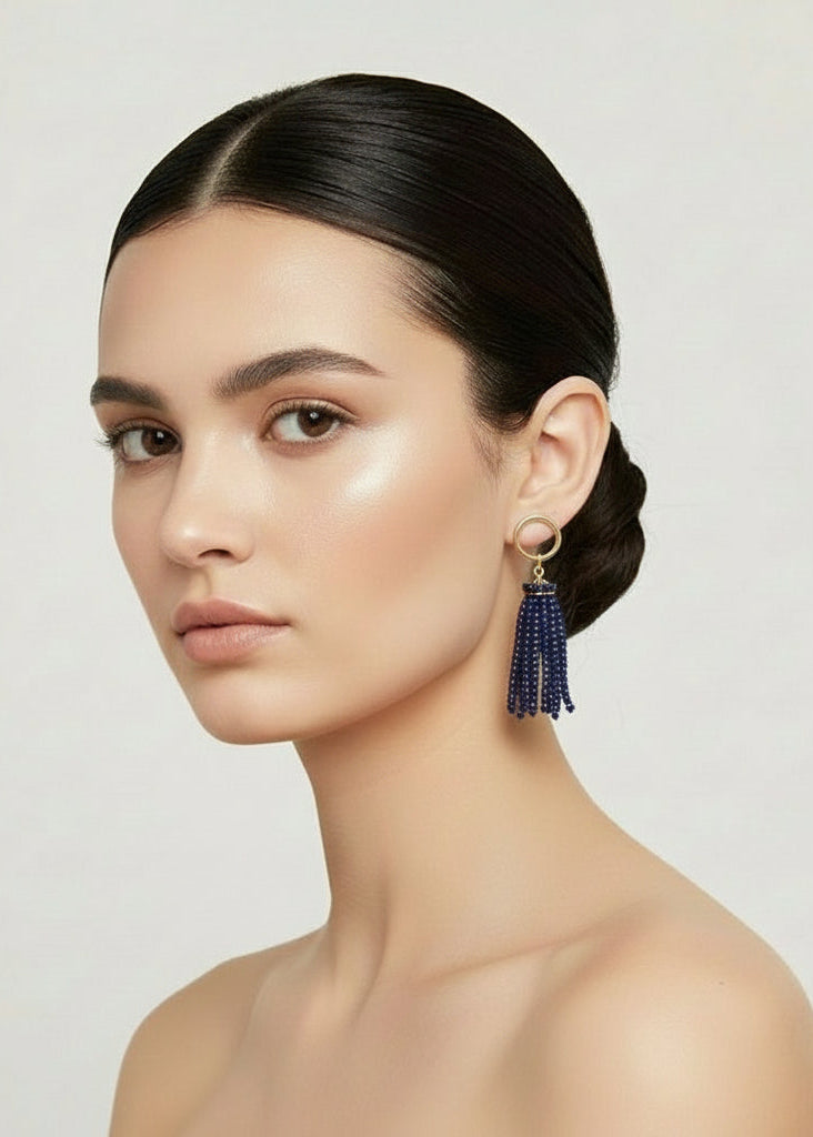 Private Label EARRINGS Dark Blue Resin Beaded Hoop Earrings