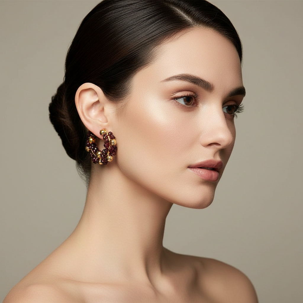 Private Label EARRINGS Gold Copper Gravel Beaded Earrings