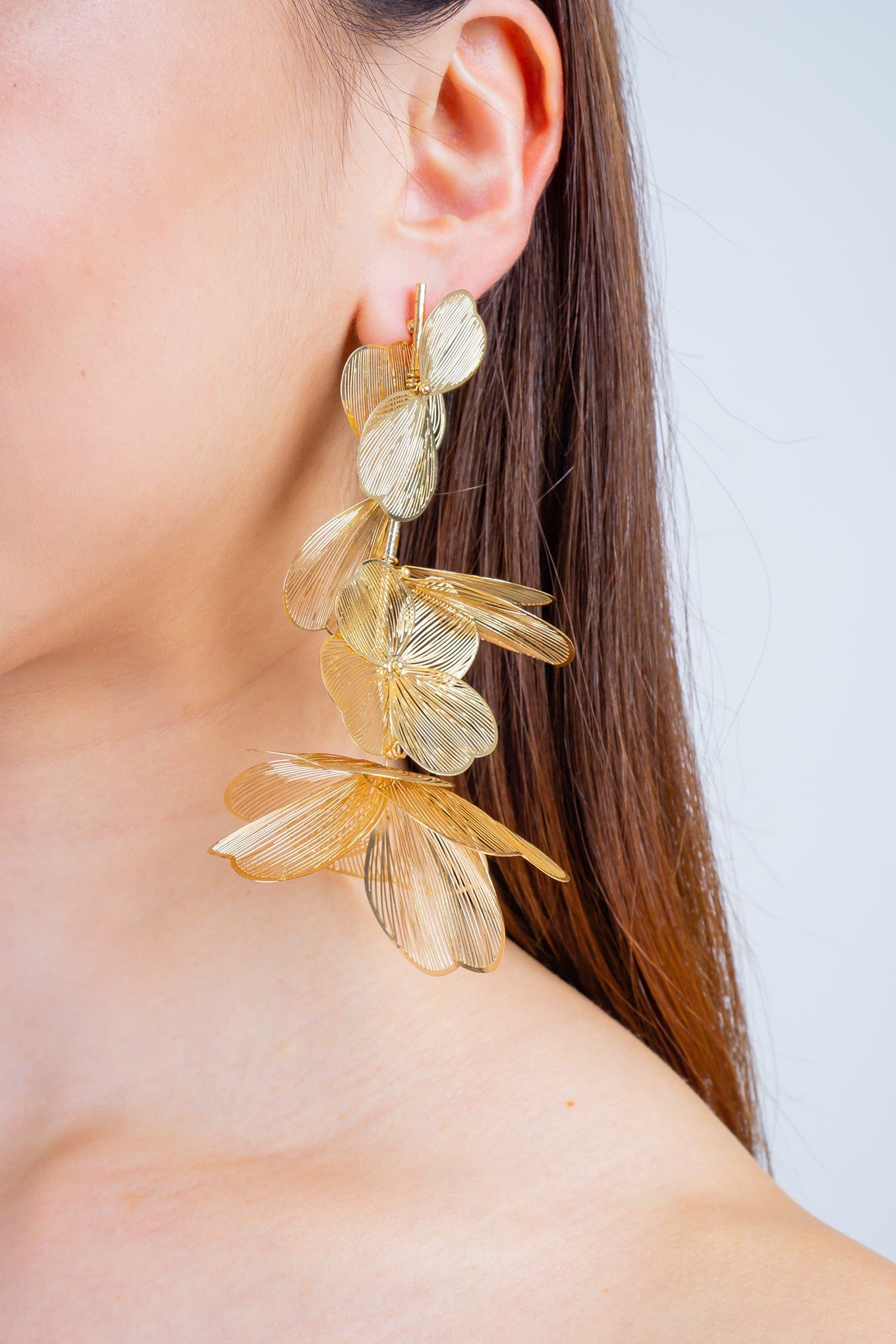 DCD EARRINGS Gold Drop Petal Earrings