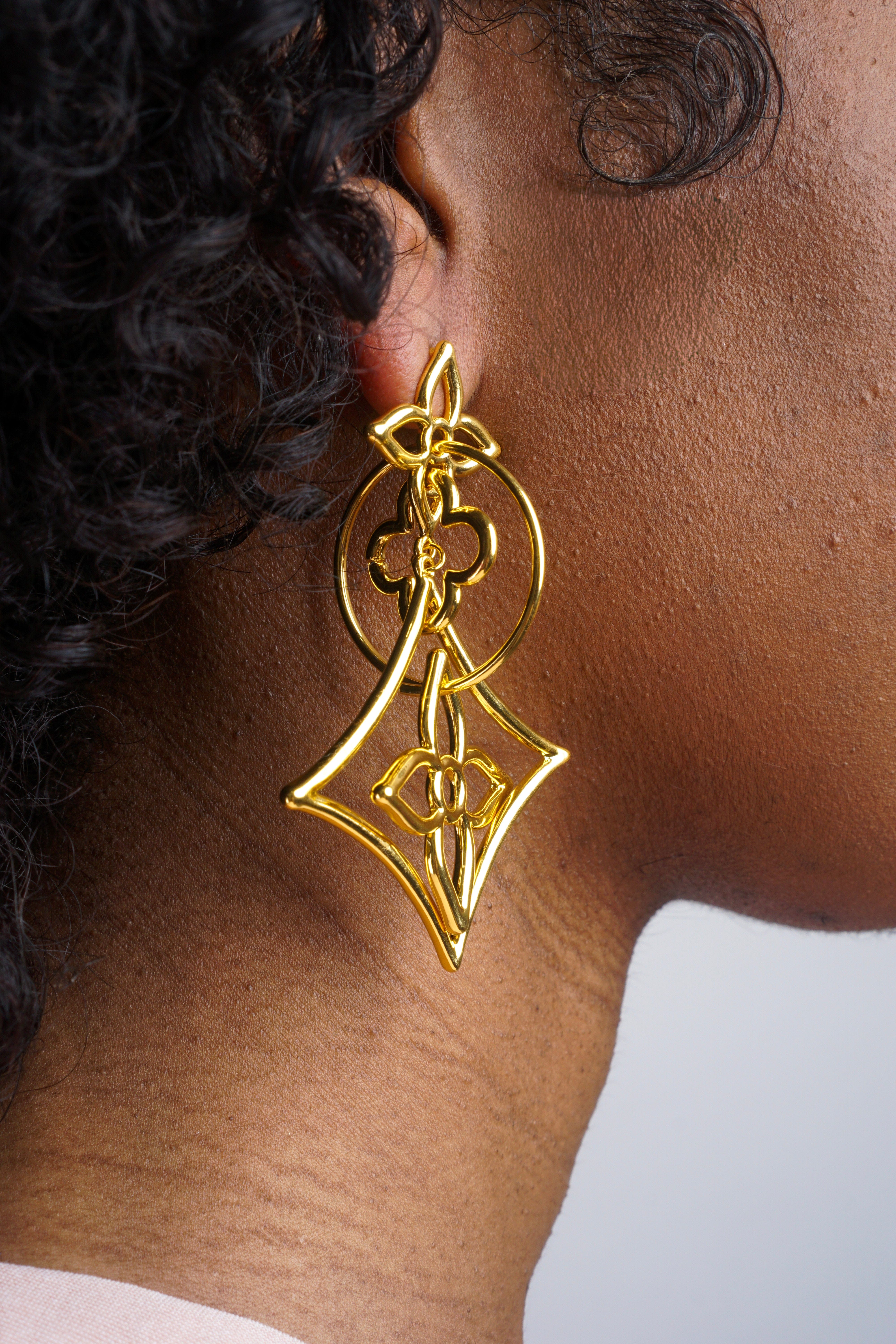 Private Label EARRINGS Gold Flower Diamond Earrings