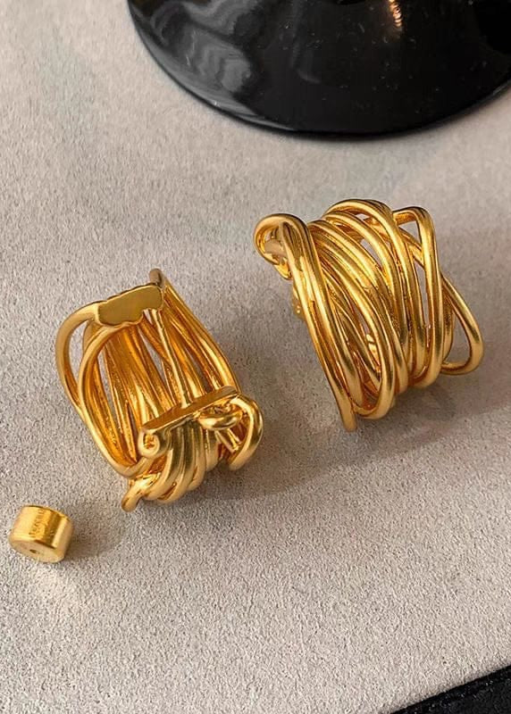 Private Label EARRINGS Gold Metal Hollow Wire Earrings