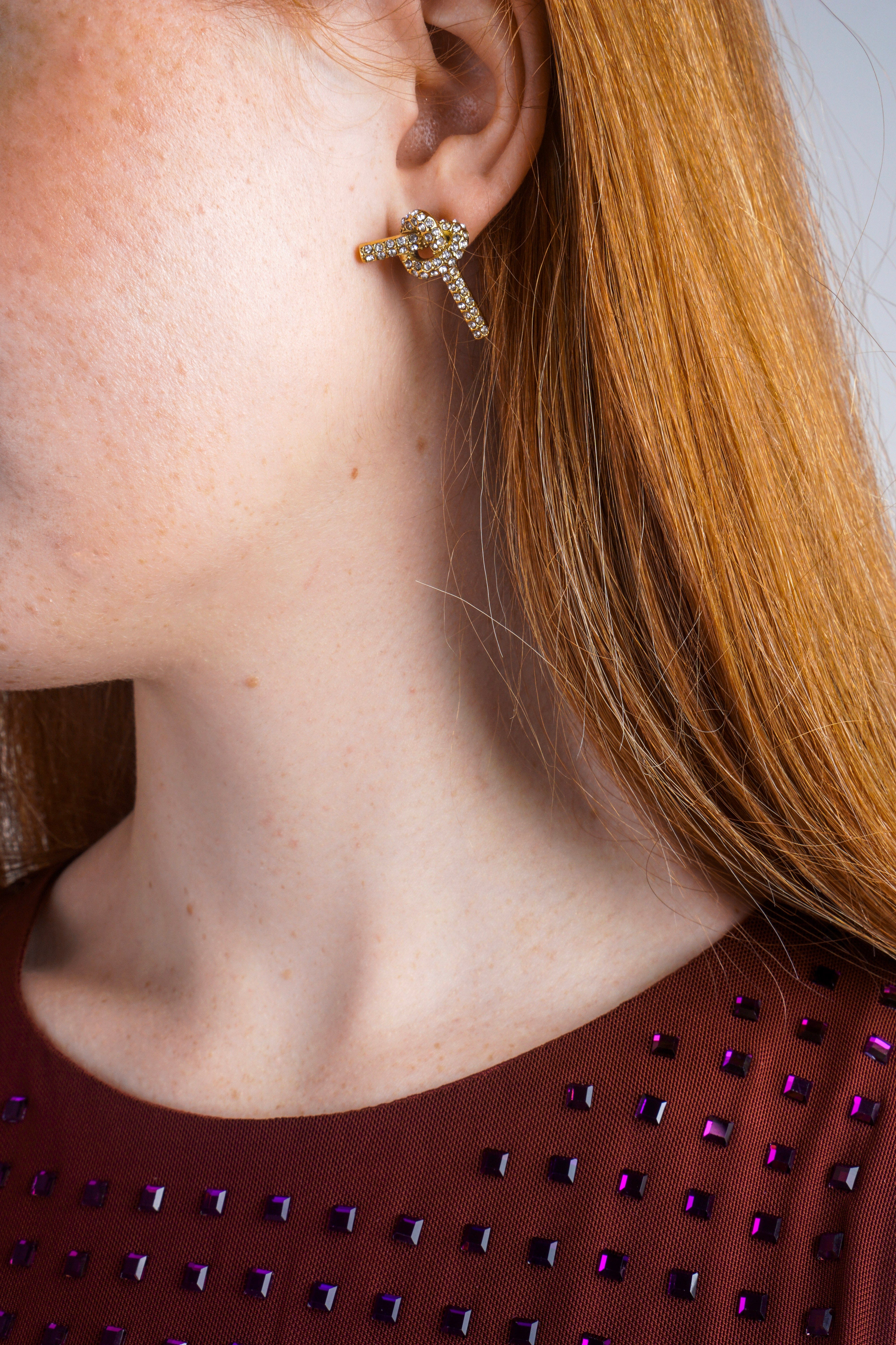 Private Label EARRINGS Gold Stainless Steel Diamond Knot Earrings