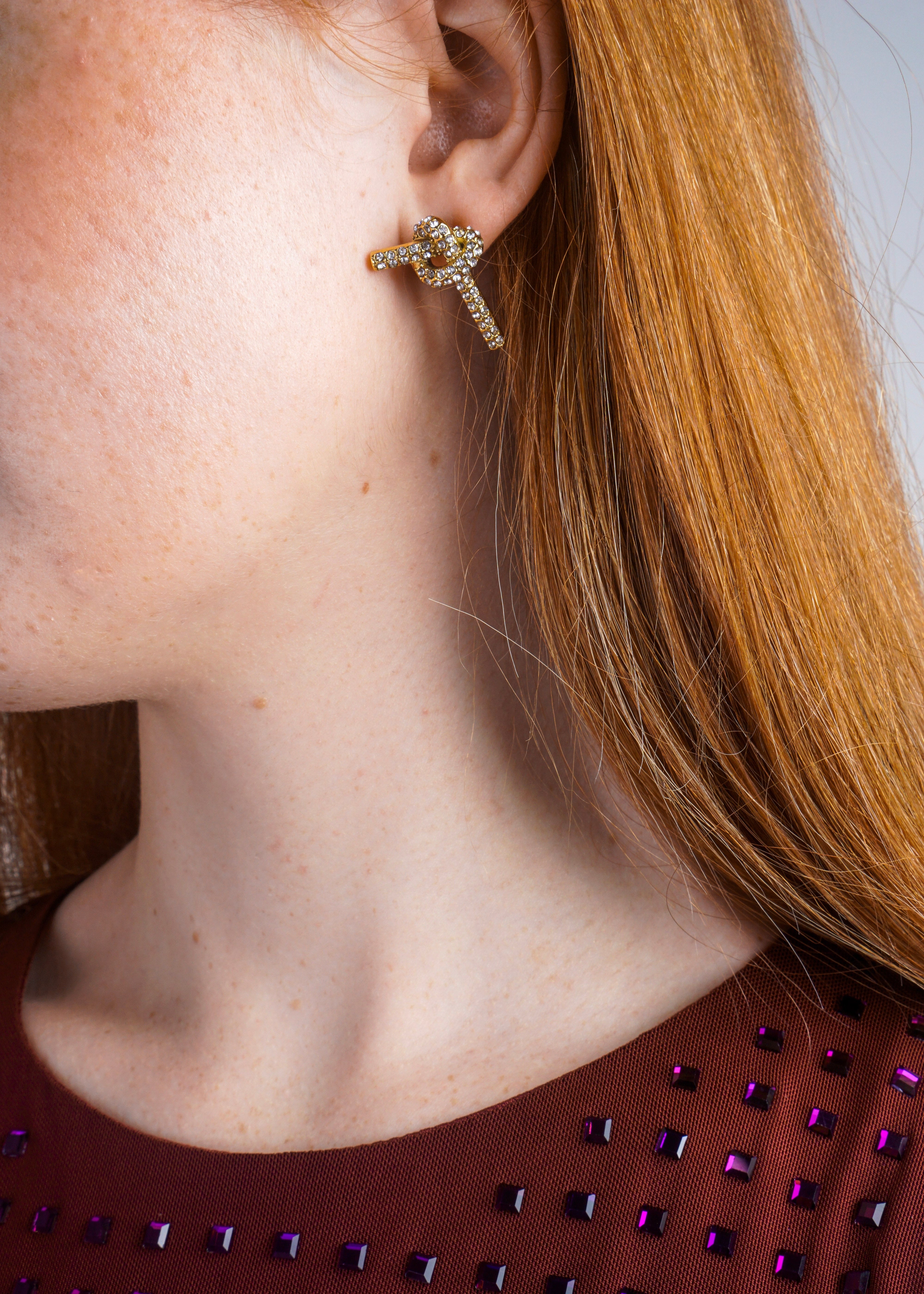 Private Label EARRINGS Gold Stainless Steel Diamond Knot Earrings