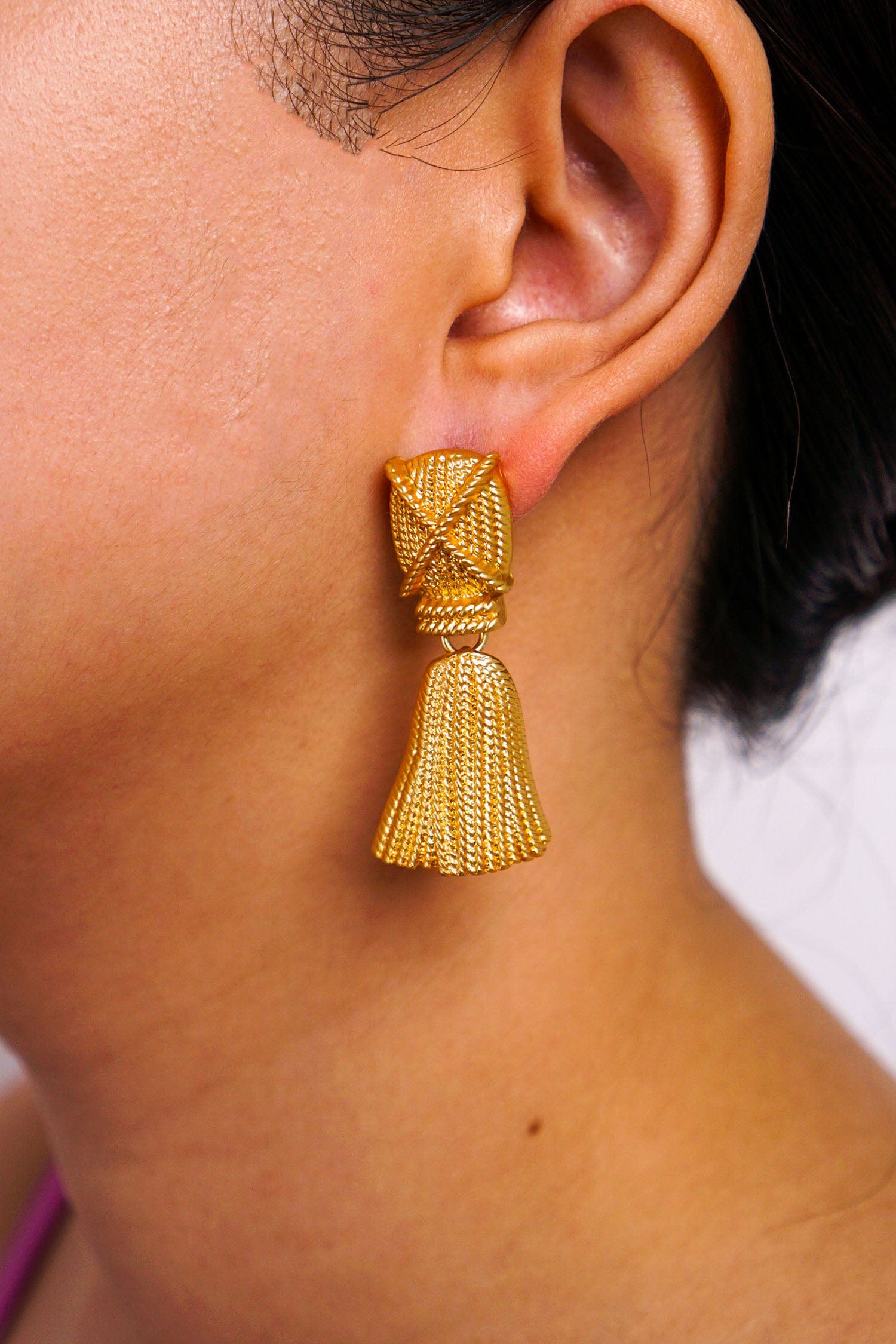 DCD EARRINGS Matte Gold Geometric Tassel Earrings